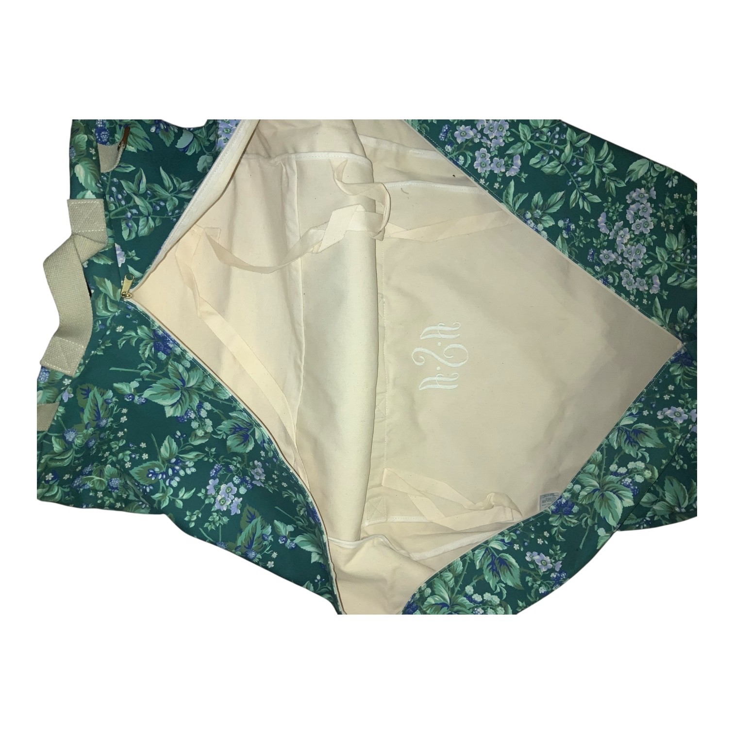 Vintage Laura Ashley Green Floral Bramble Berry Travel Storage Garment Bag