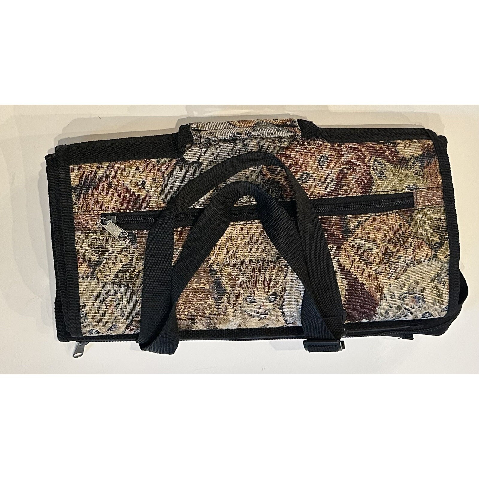 Vintage Cat Lovers Tapestry Shopping Travel Fold Up Rolling Tote Collapsible Bag