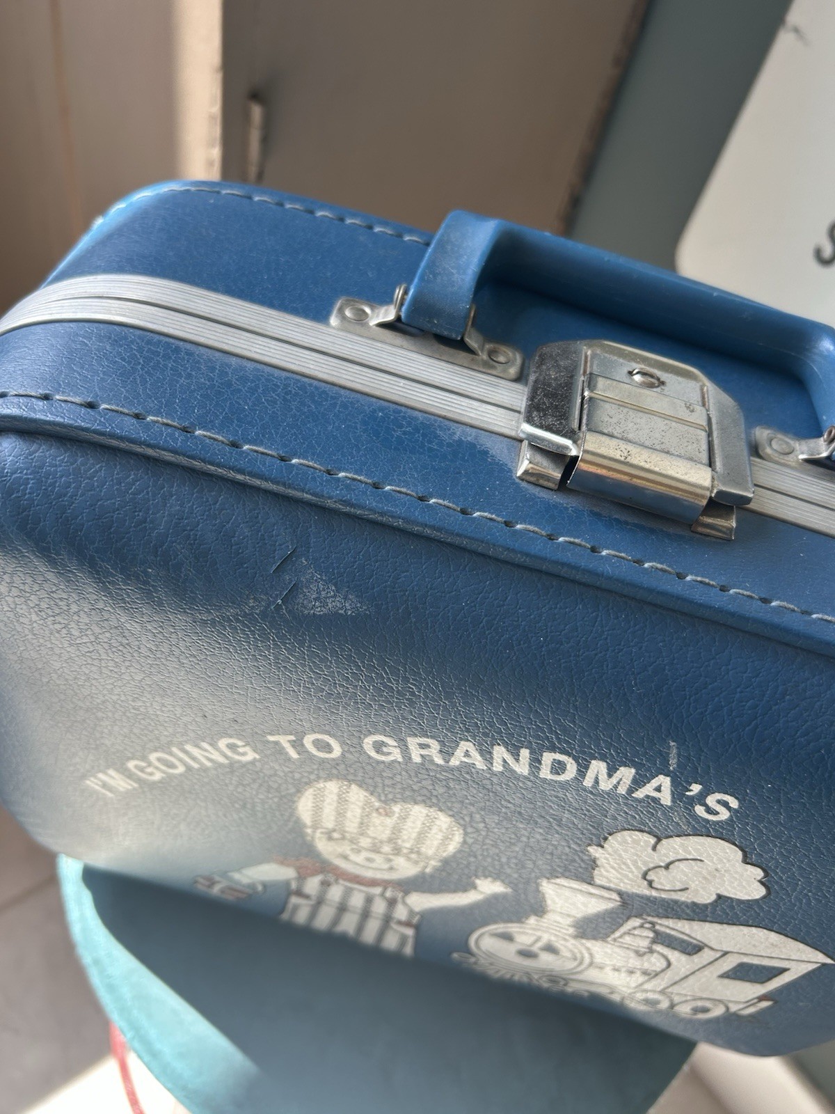 vintage child’s Hard-sided Suitcase, I’m going To grandma’s