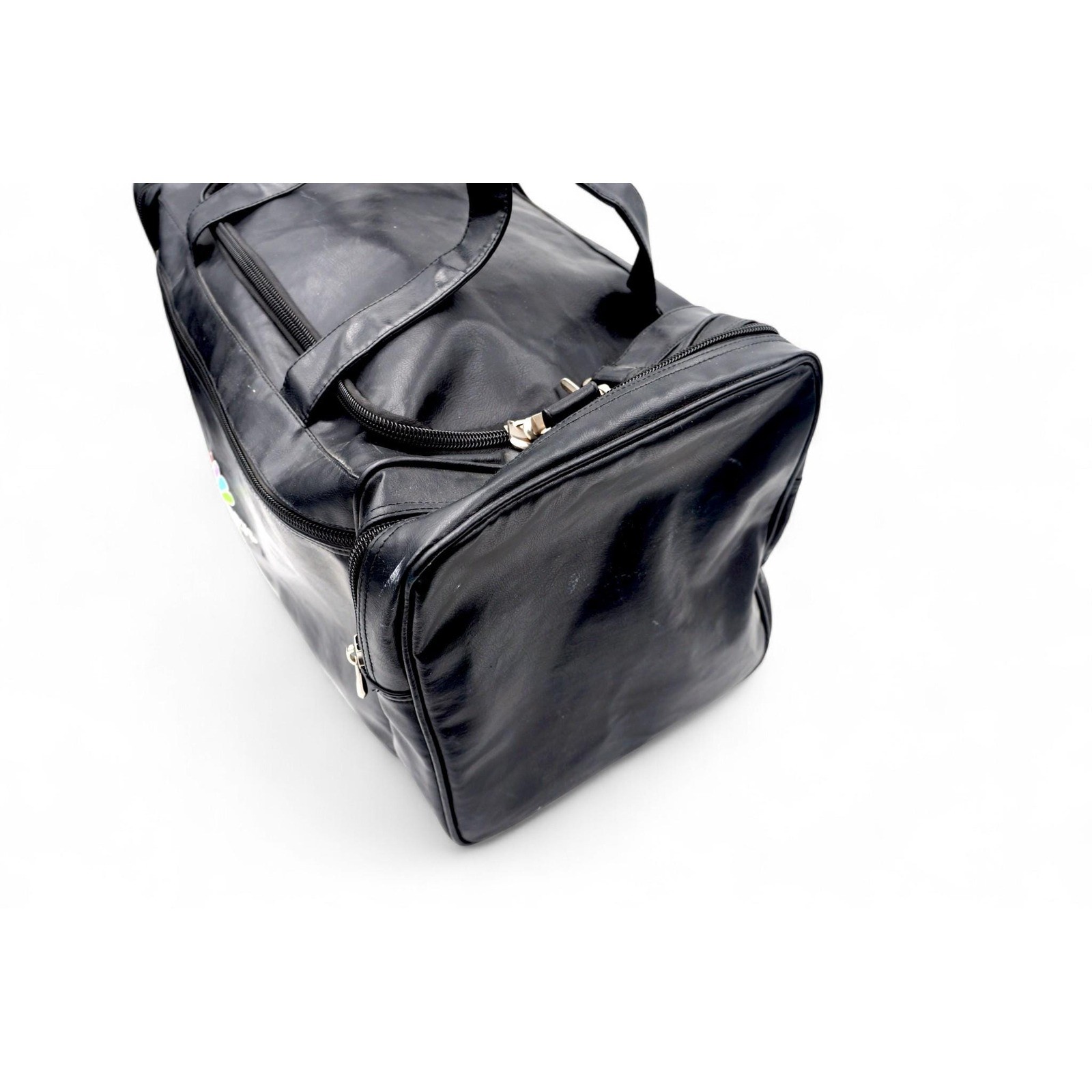 Vintage 1990s NBC Sports Group Black Leather Duffle Bag 90s