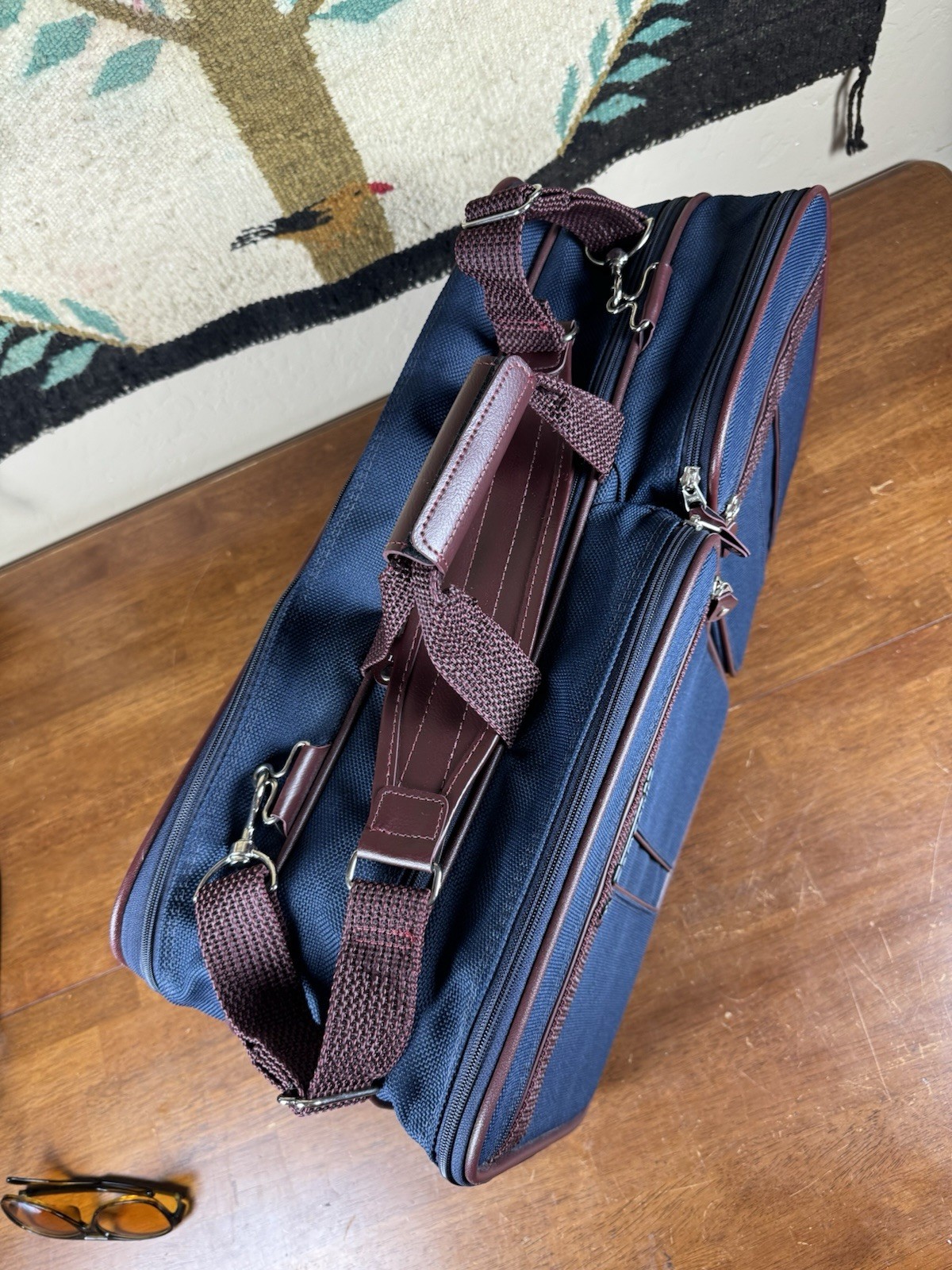 Vintage Samsonite Silhouette 4 Blue Burgundy Briefcase Travel Bag 1987 w/ Lock
