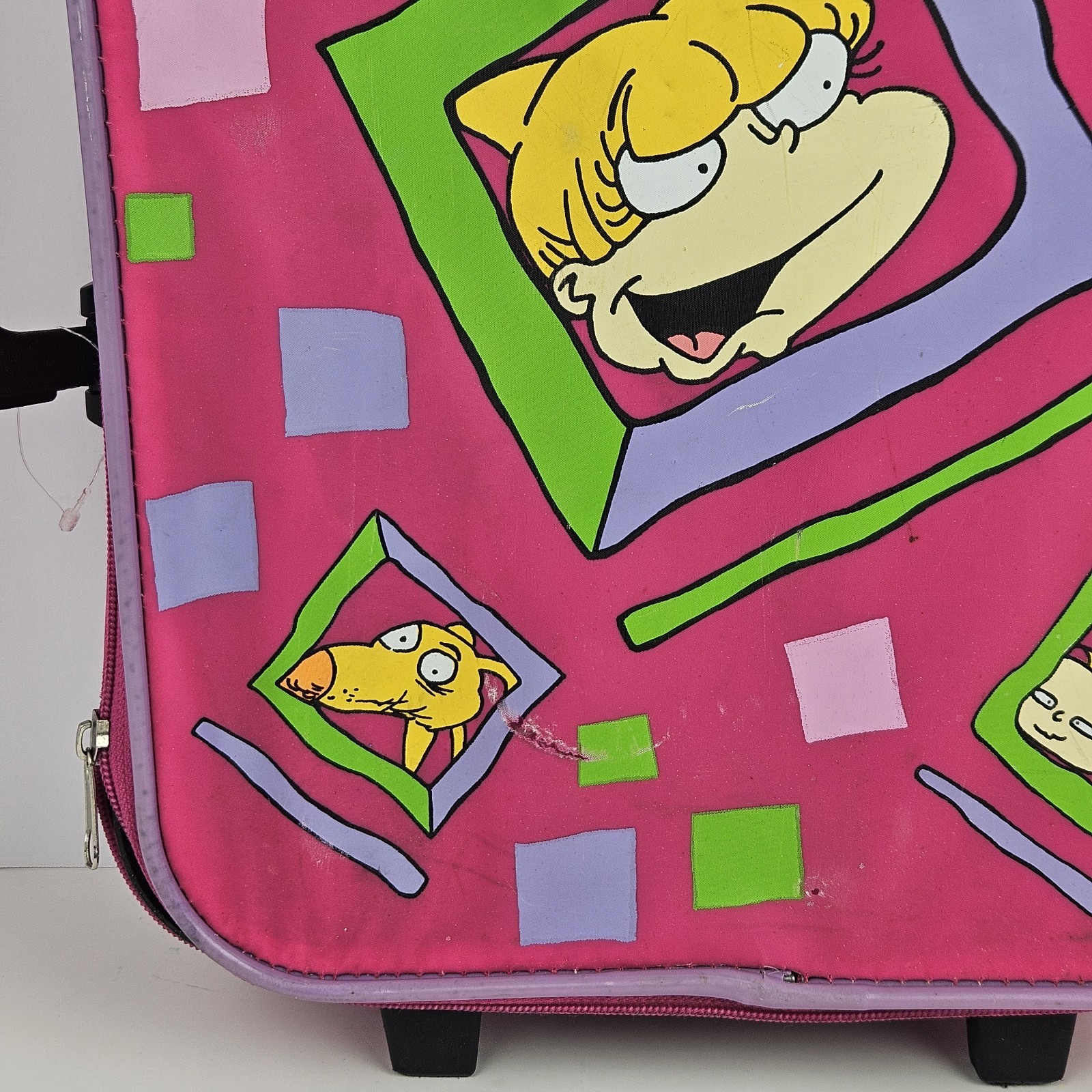 Vintage 1998 Rugrats Child Rolling CarryOn Pink Suitcase Luggage Angelica Viacom