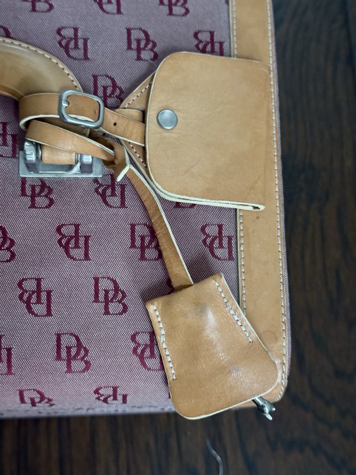 Vintage Dooney & Bourke Monogram Canvas Train Case – Pink/Burgundy Vanity Box