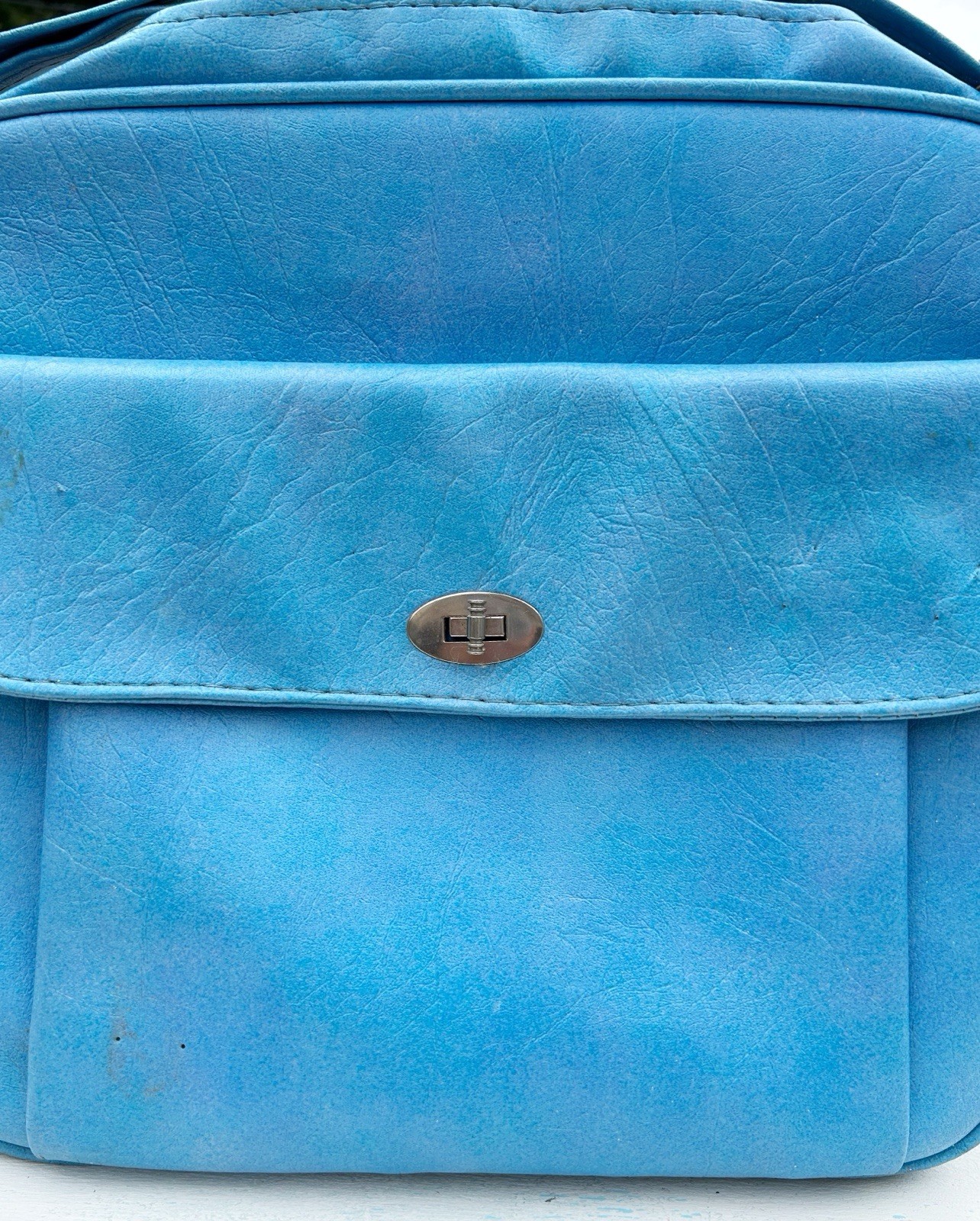 Vintage Samsonite LL Blue Carry On Travel Shoulder Bag Tote Lock Key