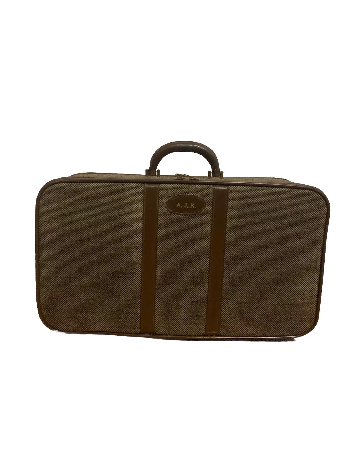 Vintage Suitcase Leather & Tweed Abercrombie & Fitch “Twinair” Luggage