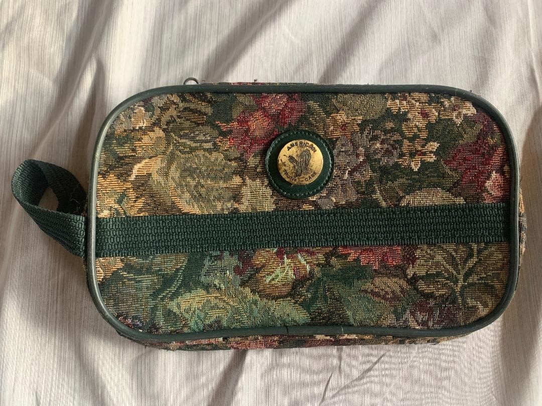 American Trunk Case Vintage Floral Tapestry Travel or Cosmetic Bag