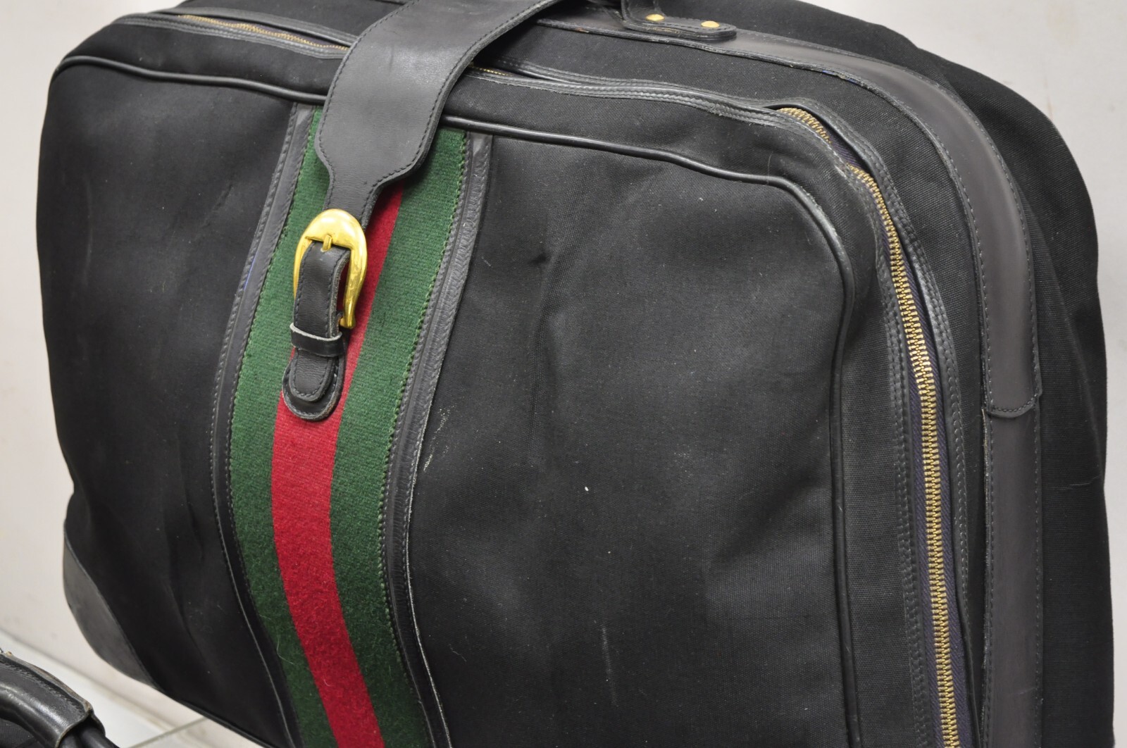 Vintage Gucci Black Canvas and Leather Suitcase Luggage His and Hers Set – 2 Pcs