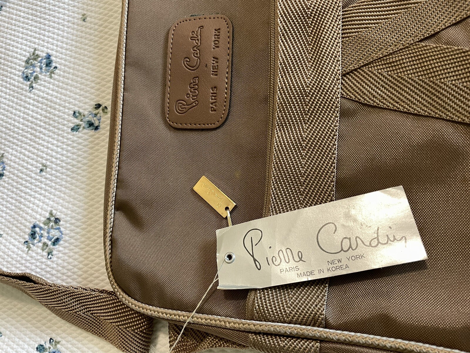 Pierre Cardin VTG Duffle Travel Gym Weekend Suit Bag Nylon Gold Brown Set Of 5