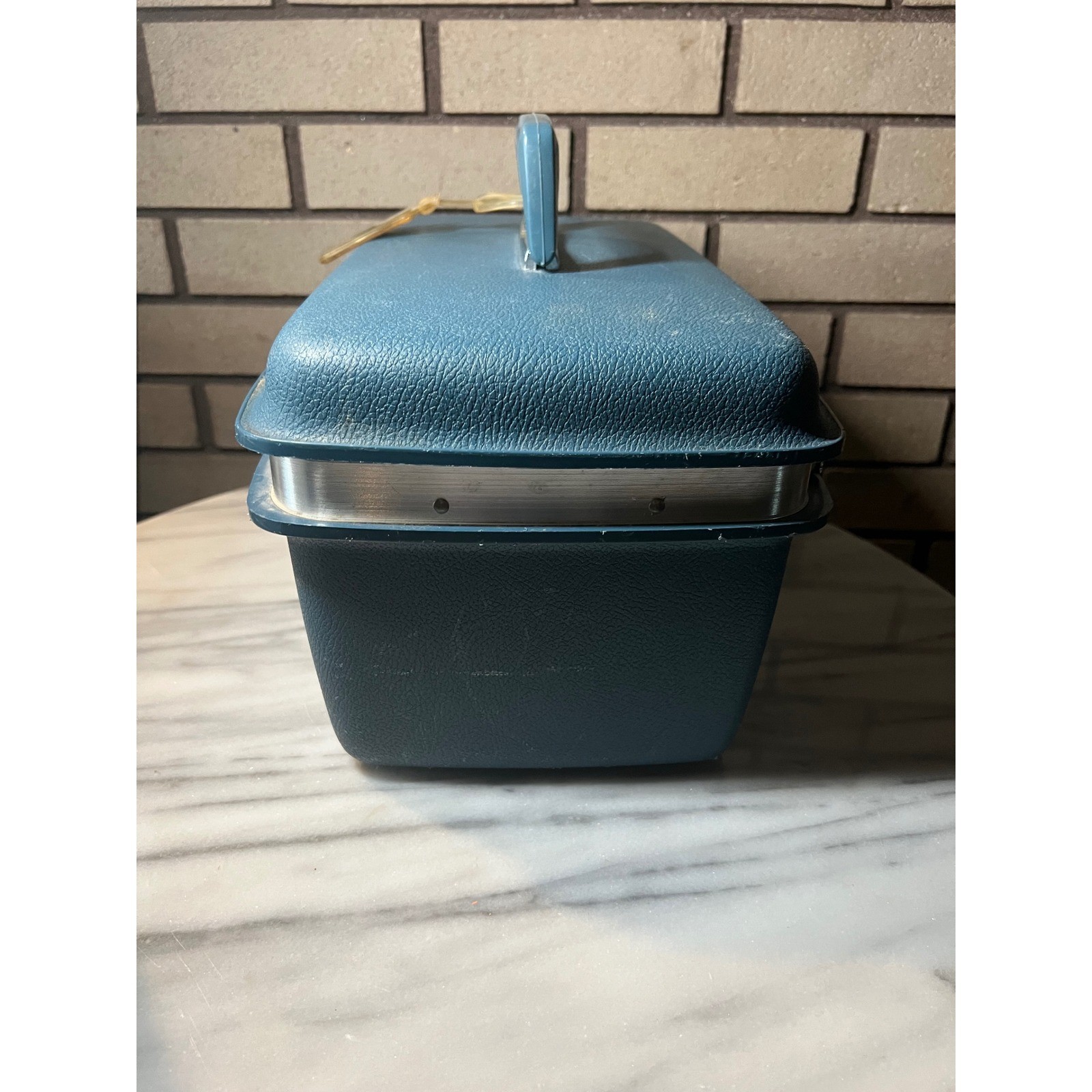 VTG Aspen by Samsonite JCPenney Train Case Teal Blue Hardshell Vanity Bag Key