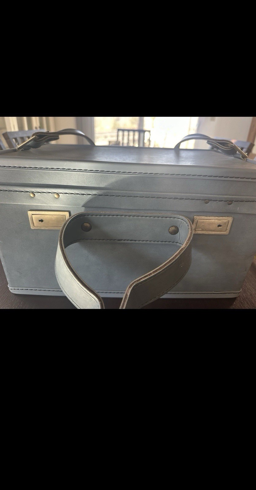Hartmann Luggage Train Case 21″ & 15″ Blue Vinyl Faux Leather MCM (No Keys)