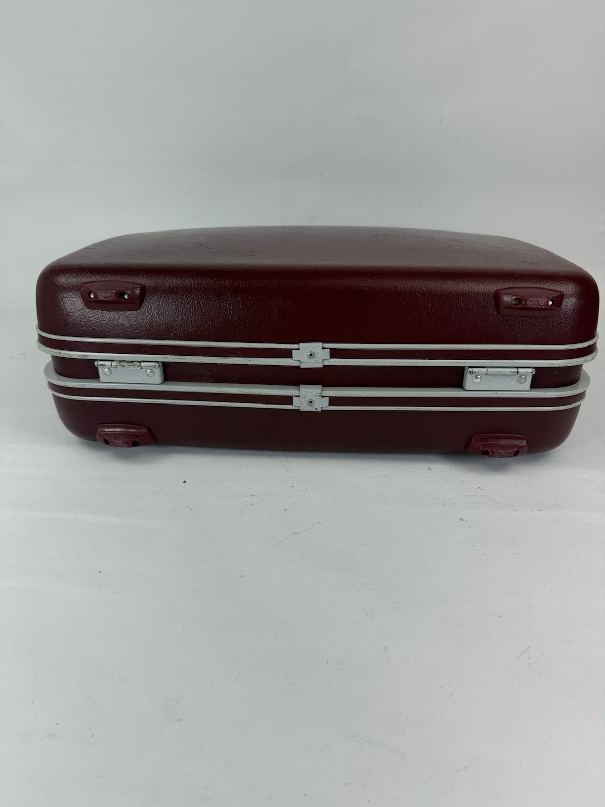Samsonite Maroon Hard Shell Handle Travel Luggage Suitcase Vintage 19″