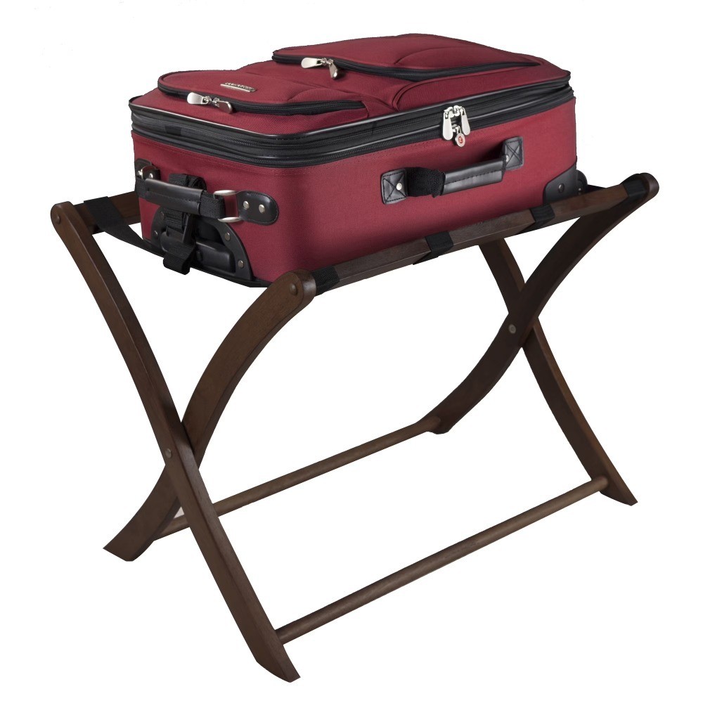 Wooden Finish Luggage Rack for Suitcases and Bags Storage Organizer