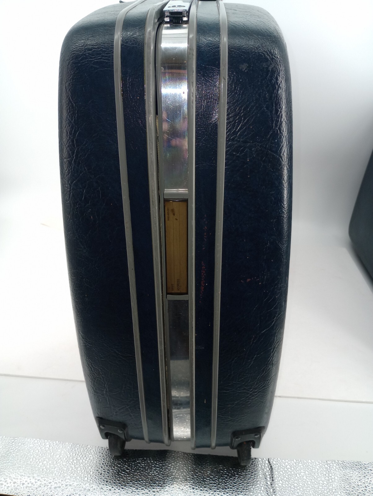 2 Vintage Samsonite Profile II Navy Blue Luggage Hard Shell Suitcases Lrg/Small
