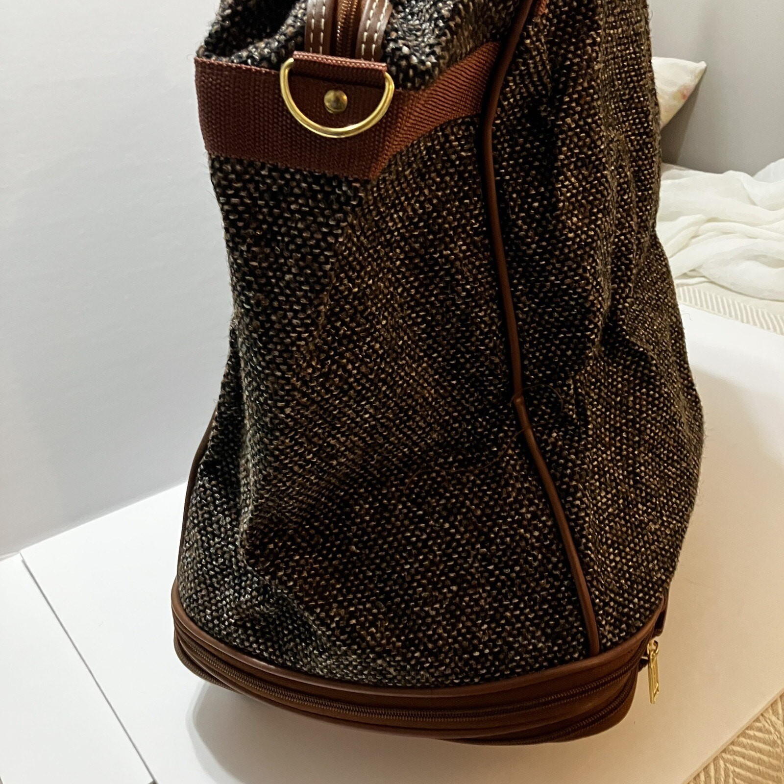 Jaguar Expandable Luggage Rolling Brown Tweed New with Tags Vintage JC Penney