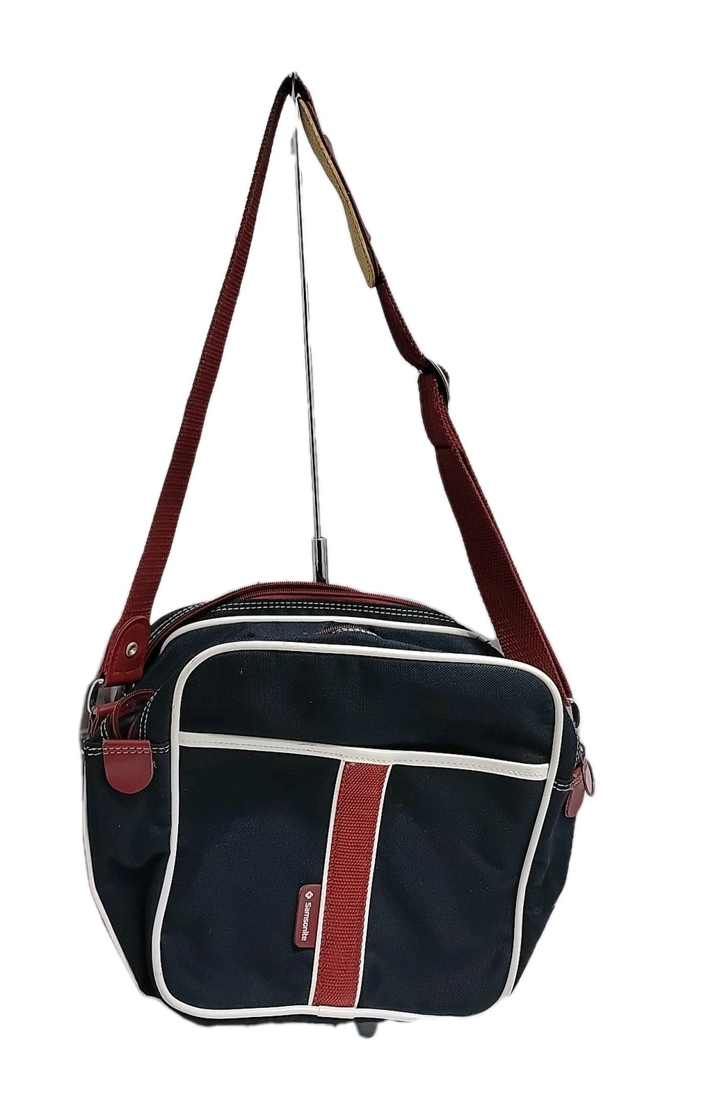 Samsonite Red White Blue Small Carry On Travel Shoulder Strap Canvas Bag
