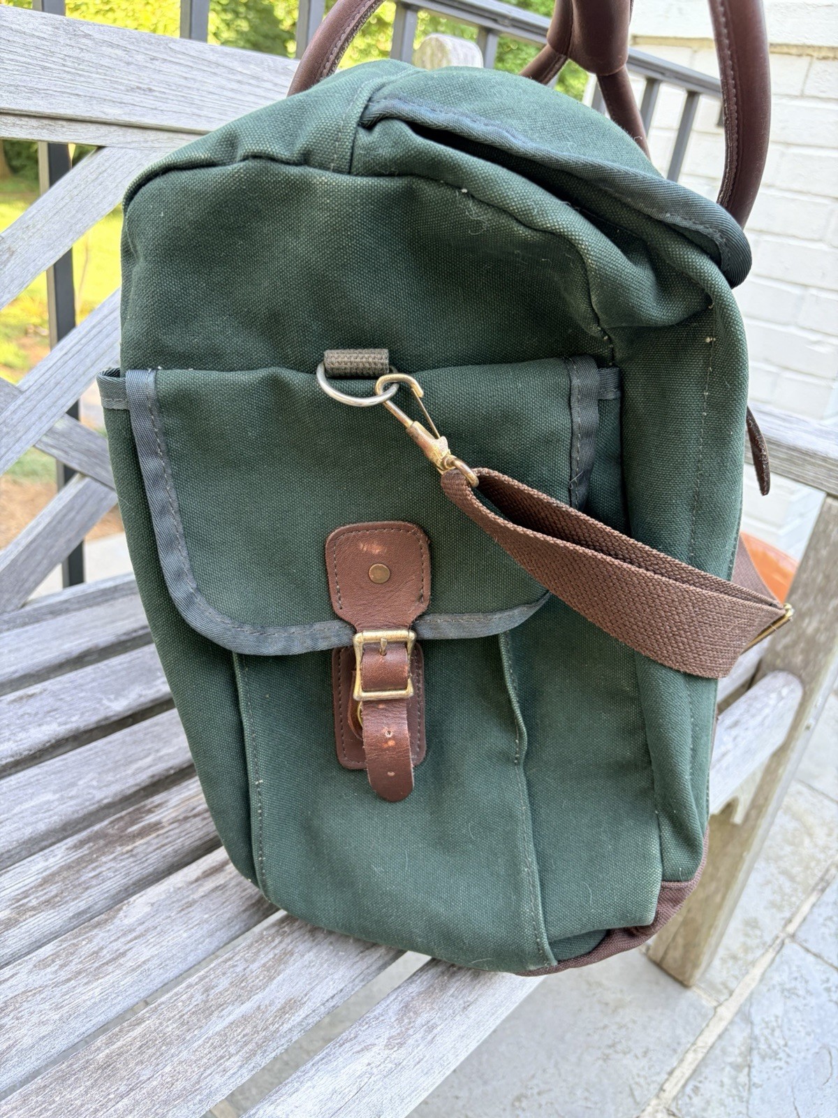 Vintage Orvis Battenkill Duffle Bag Green Canvas and Leather Large