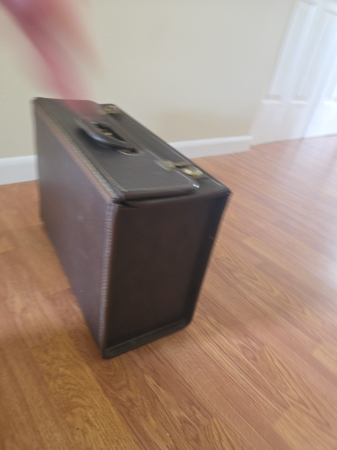 VTG Faux Leather Briefcase Softone Tufide Vinyl Coated Locking Suitcase 70s