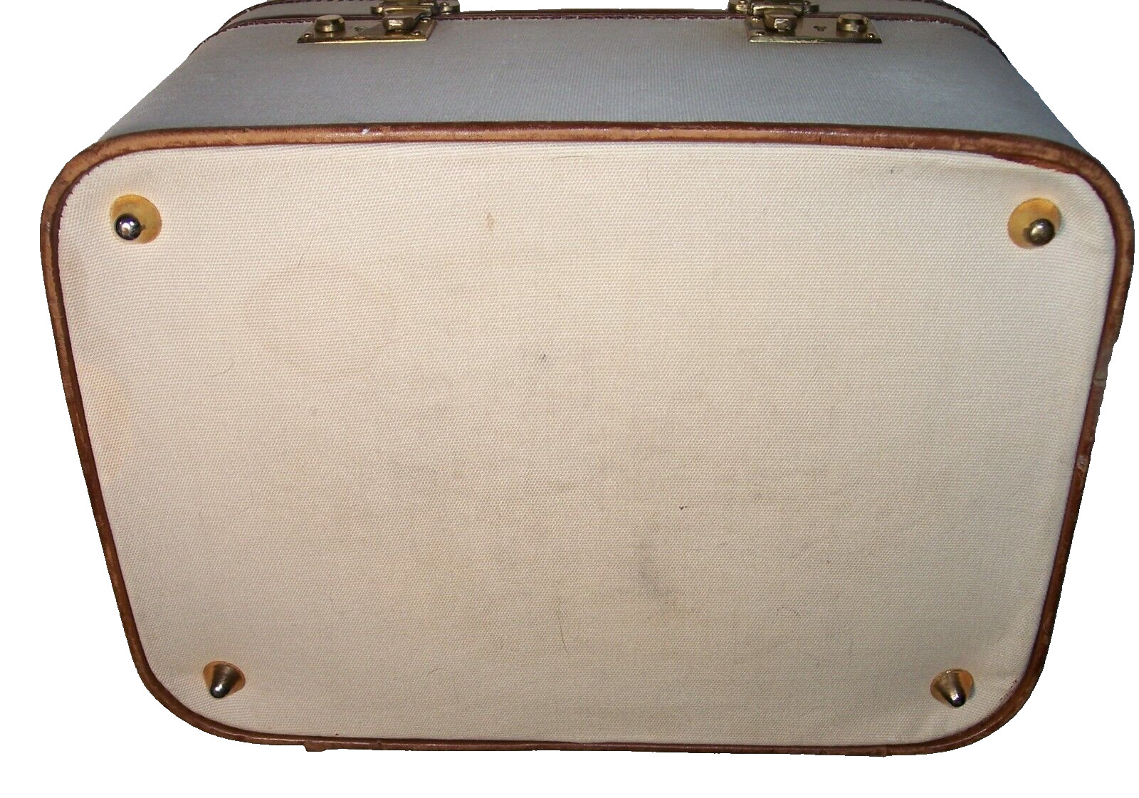 Mark Cross Travel Box Bag Leather & Canvas 14x11x6.5″ Luggage