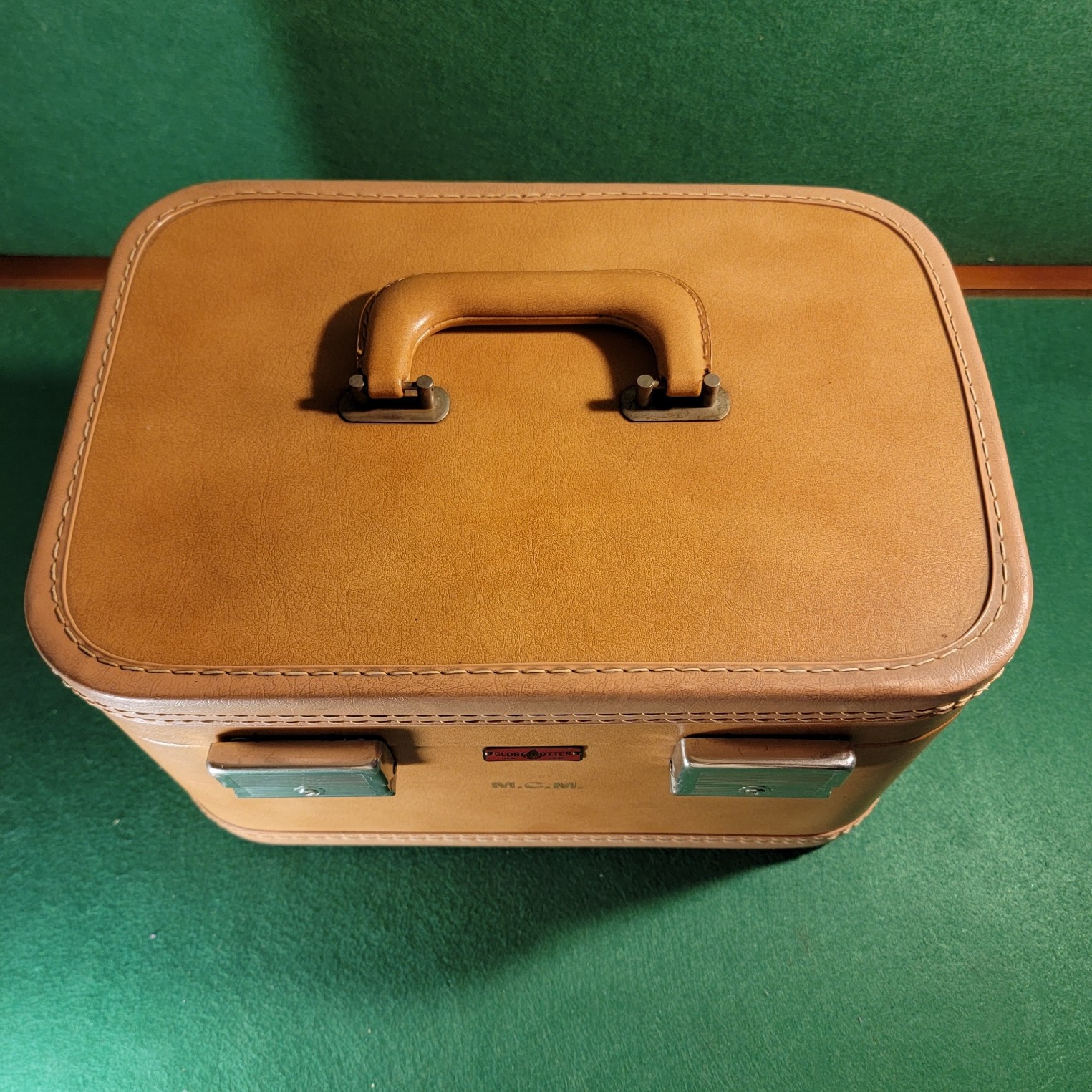 GLOBETROTTER 50’s VINTAGE LEATHER TRAIN BAG COSMETIC MONOGRAM LUGGAGE SUITCASE