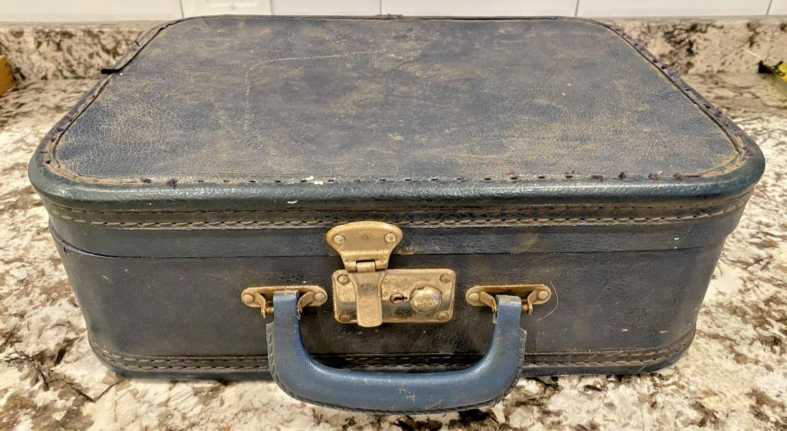 Vintage 1950’s Blue Hard Shell Suitcase Retro Styling Prop