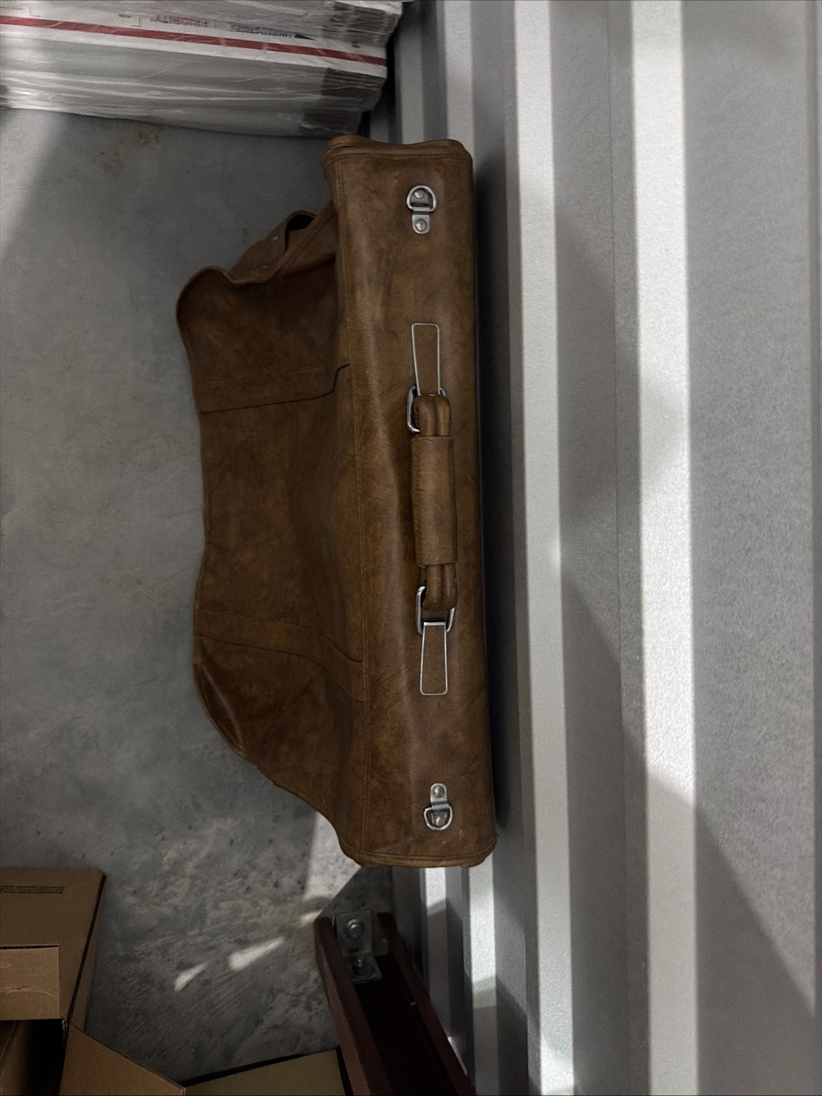 Vintage American Tourister Escort Garment Bag Faux Leather Brown Suit Carrier *