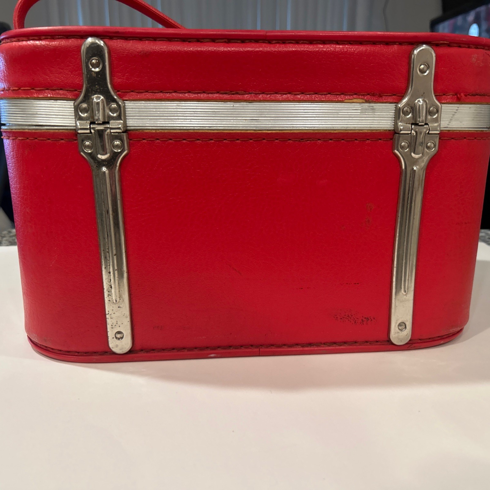 Vintage Train Case Sears Featherlite Red Vanity Luggage