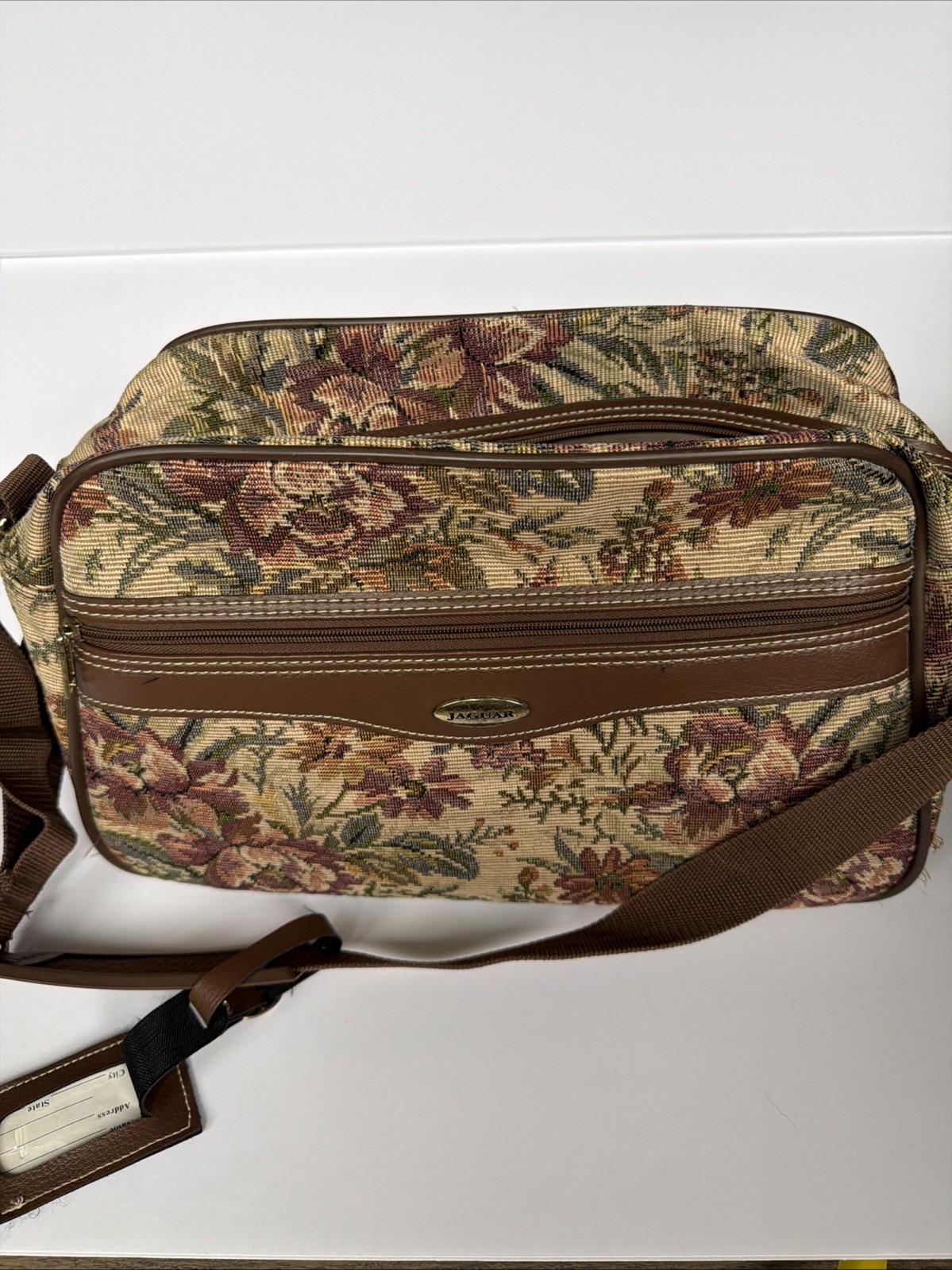 Vintage Jaguar Floral Upholstery Travel Bag