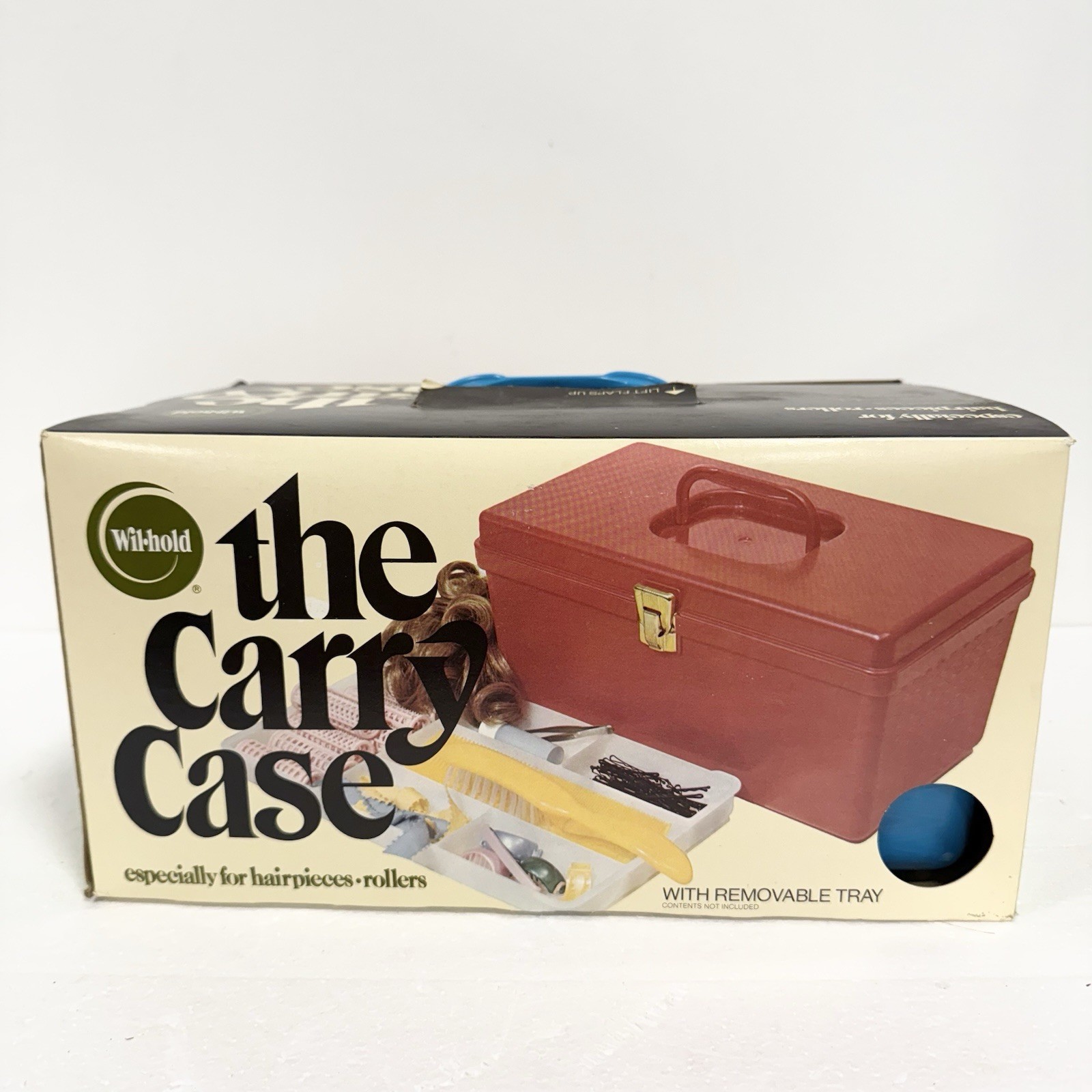 Vintage Wilhold Carry Case Blue Organizer Travel Makeup Hair Roller Box Tray MCM