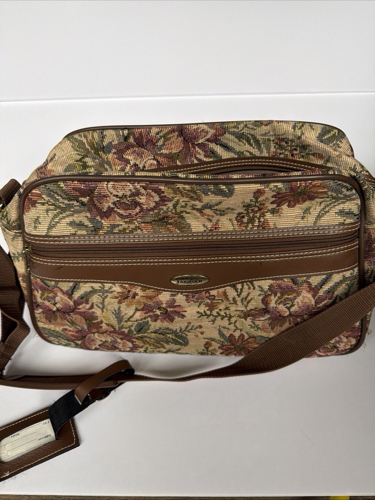 Vintage Jaguar Floral Upholstery Travel Bag
