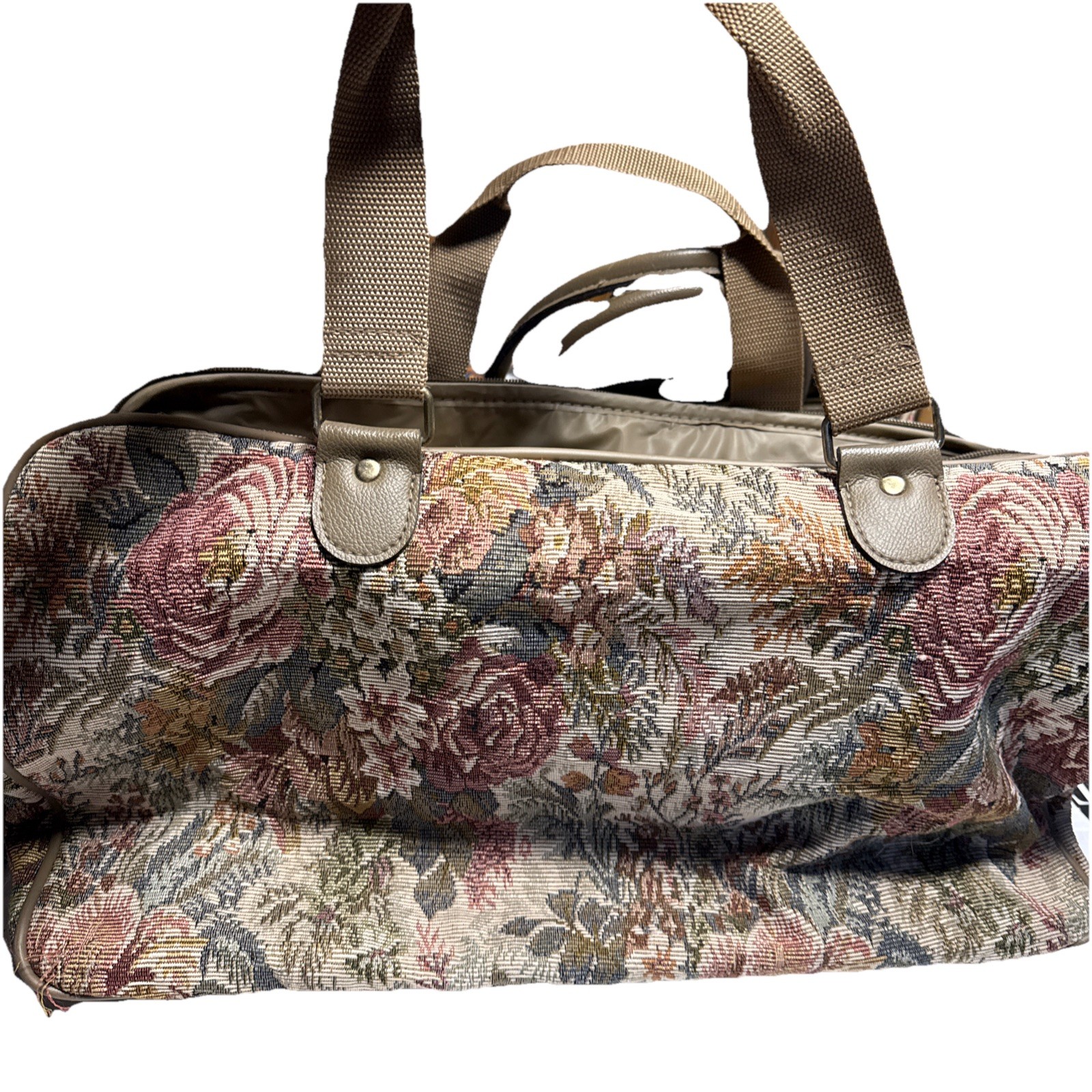 Vtg Jaguar Luggage Floral Tapestry 2 Piece Luggage Set Weekender Carry On/71