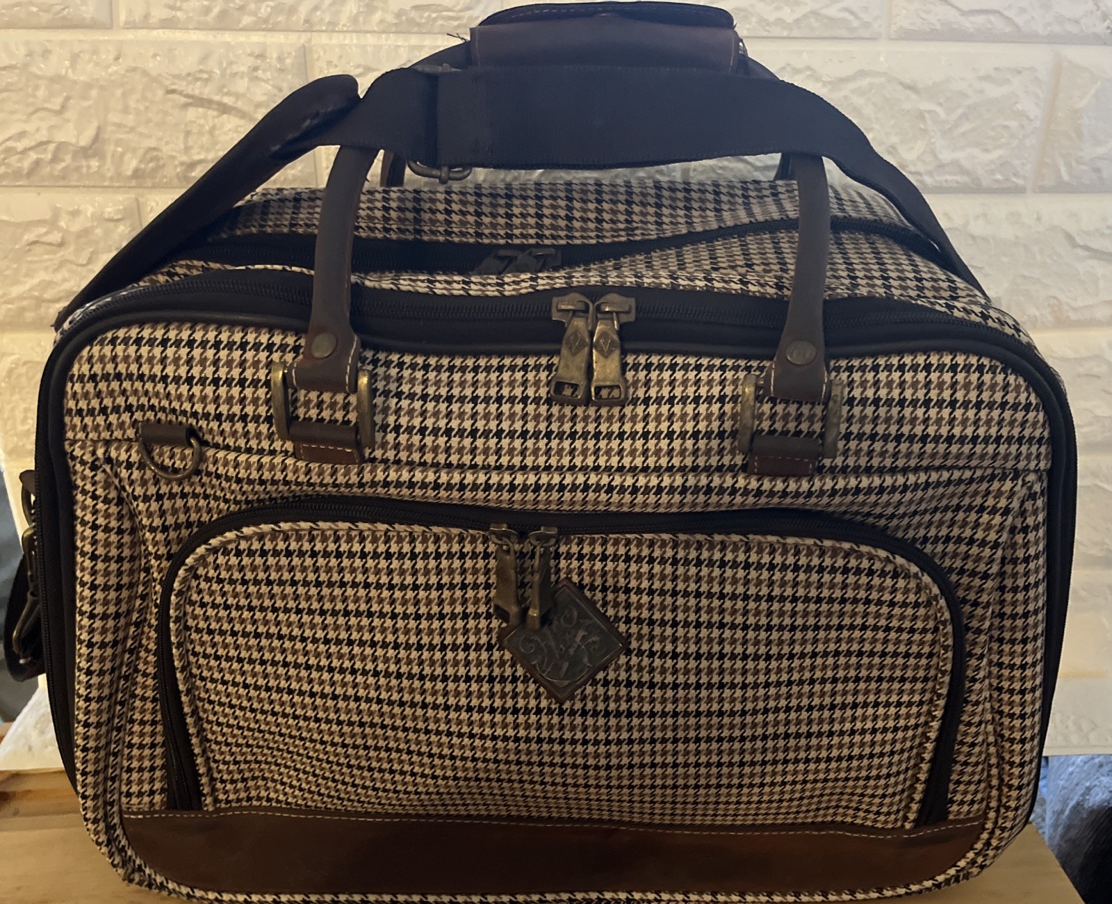 Impressive Vintage Biltmore Vanderbilt Lux Houndstooth Weekender Shoulder Tote