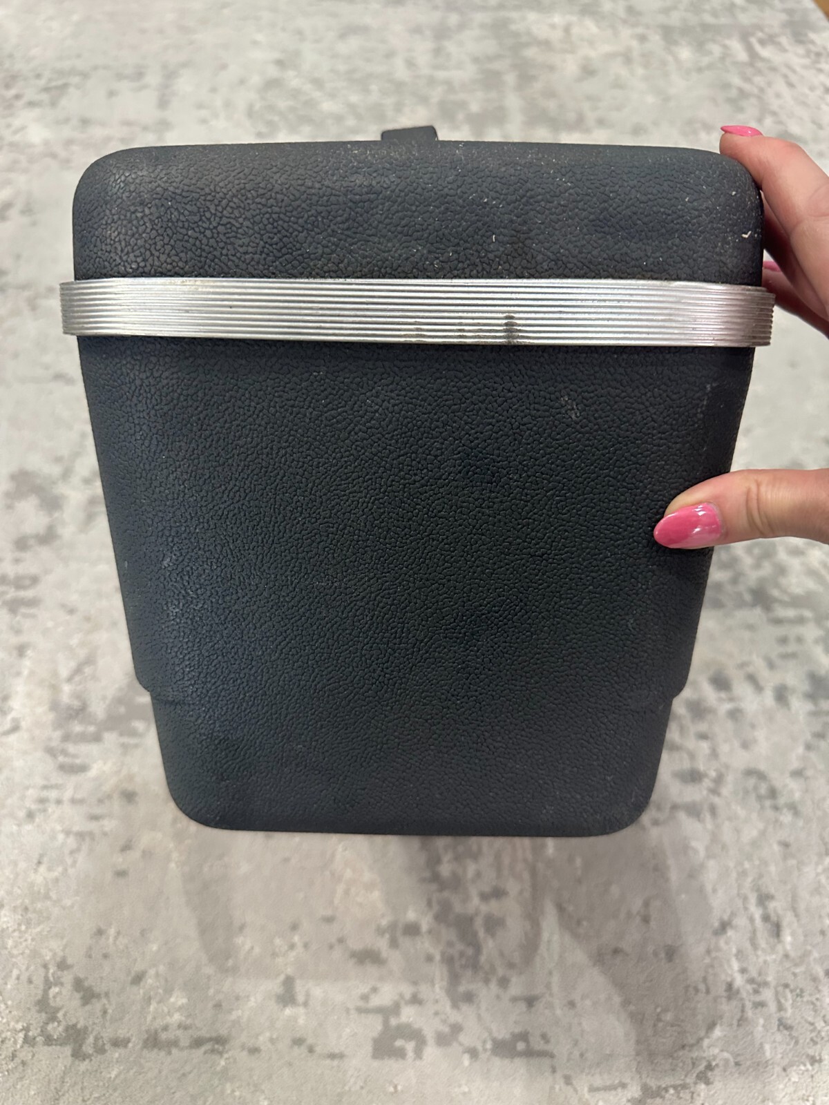 Vintage Forecast Grey Travel Train Makeup Case Hardcover w Key & Mirror Luggage