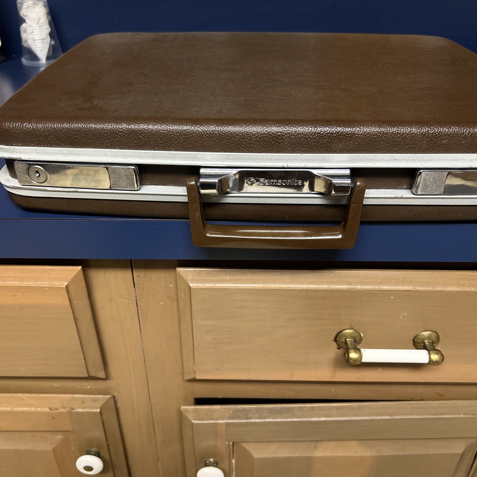 Samsonite Briefcase Hard Shell Attache Combo Lock Brown Vintage 18x13x4
