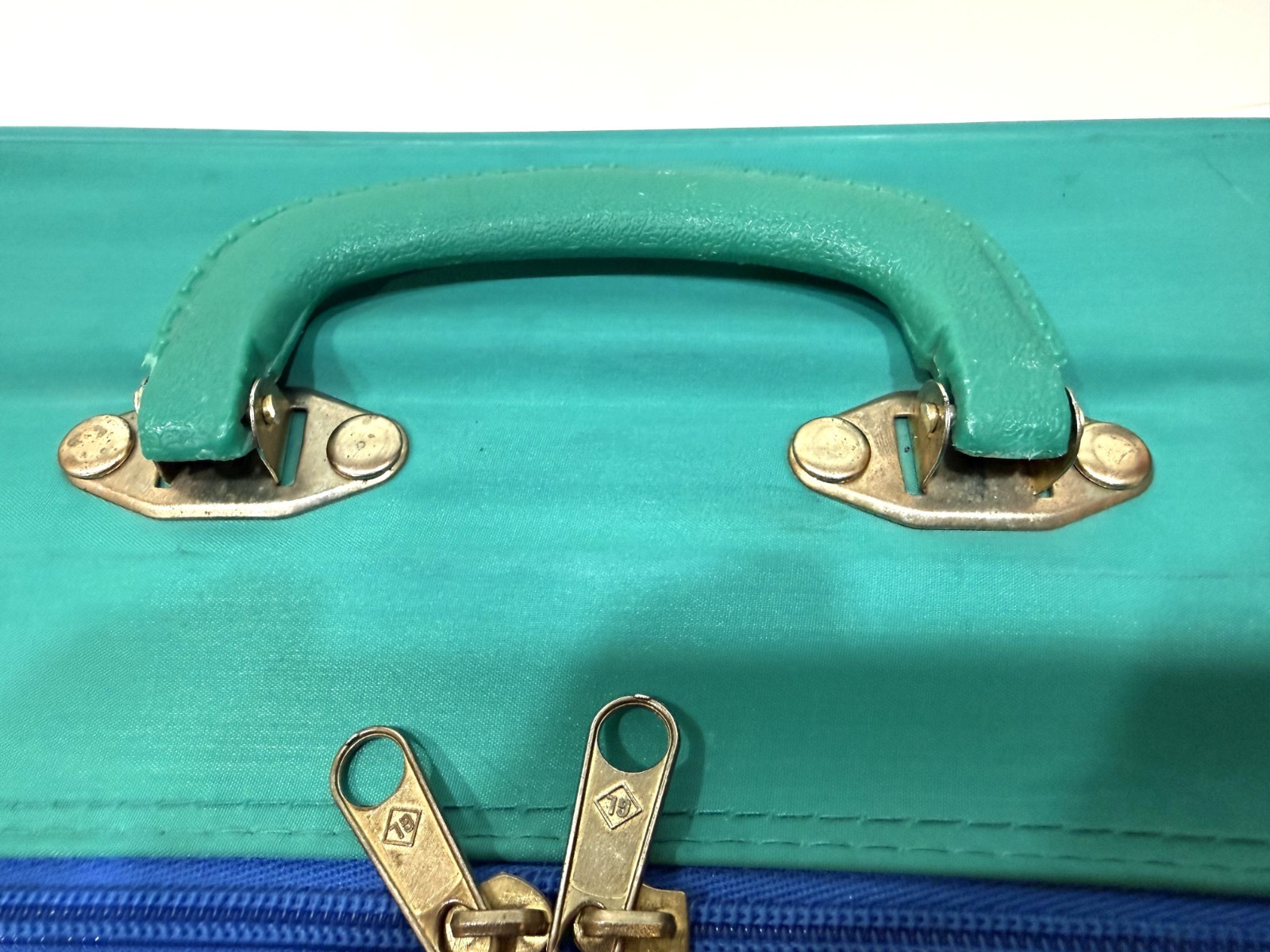 Vintage GOING TO GRANDMA’S Green 1980s Childs Vinyl Suitcase Travel Carry On Boy