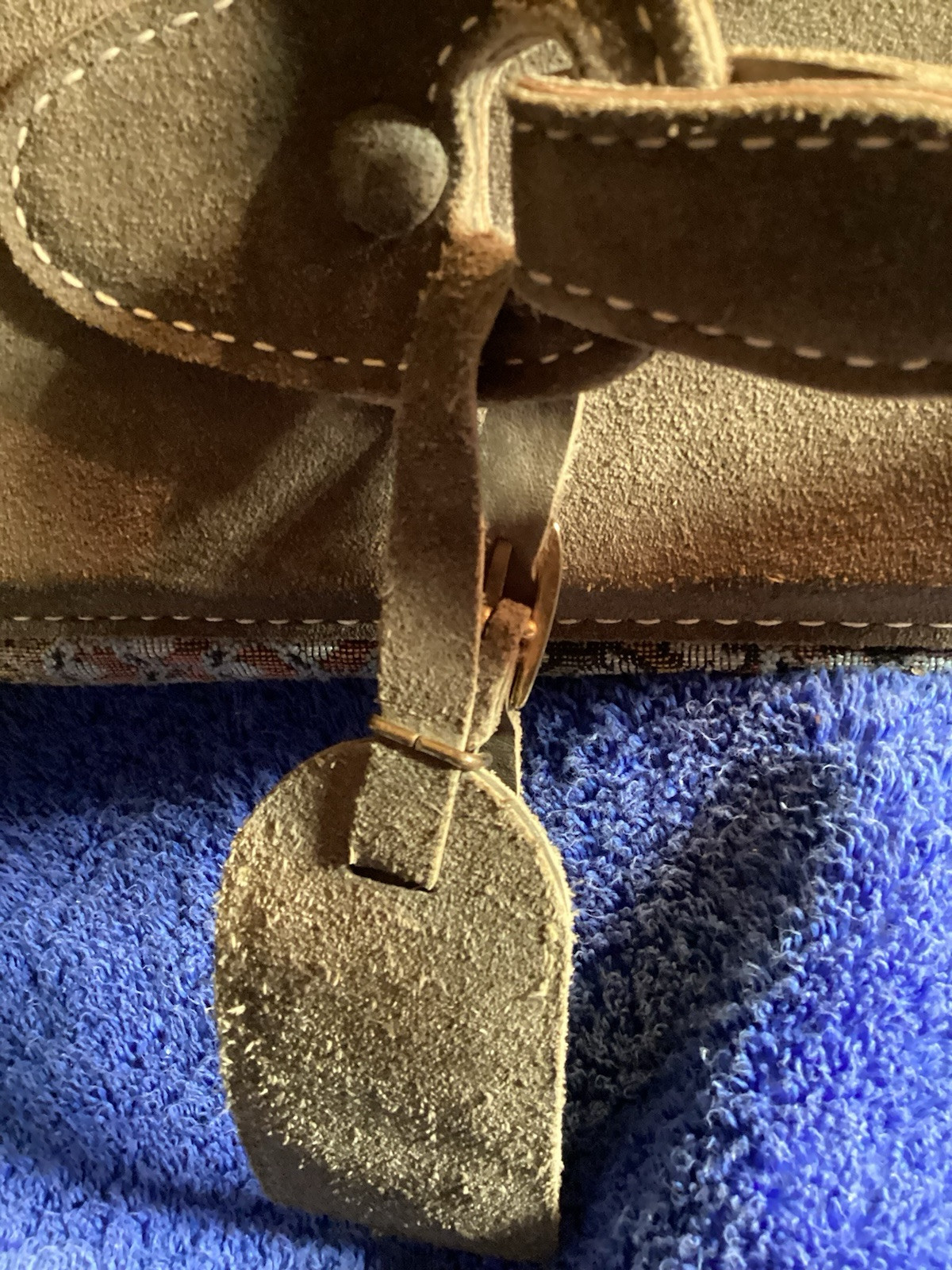 Vintage French Luggage Co. Suitcase Brownish Suede Zip Up 22 Inches Wide