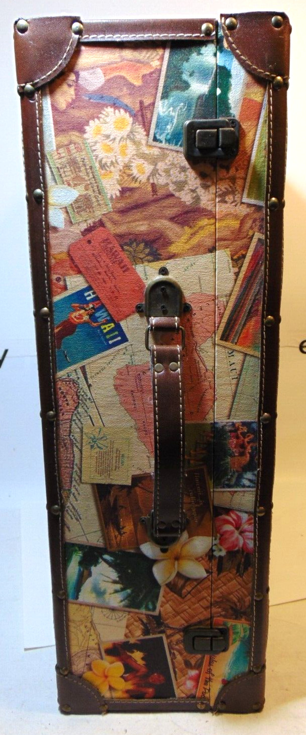 Tropical Island Luggage Theme Hawaii Travel Suitcase Vintage Waikiki Rainbow