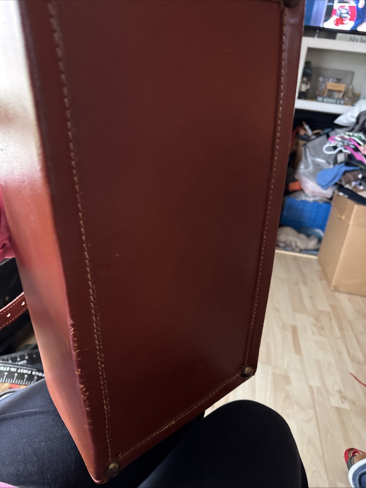 Leather Doctor Bag Travel Luggage Split Cowhide -VTG 18”x 12”