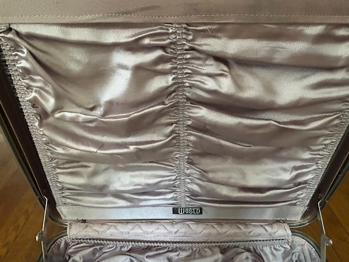 1960s Blue American Tourister Tri-Taper Hard Luggage Suitcase Wardrofold Hangers