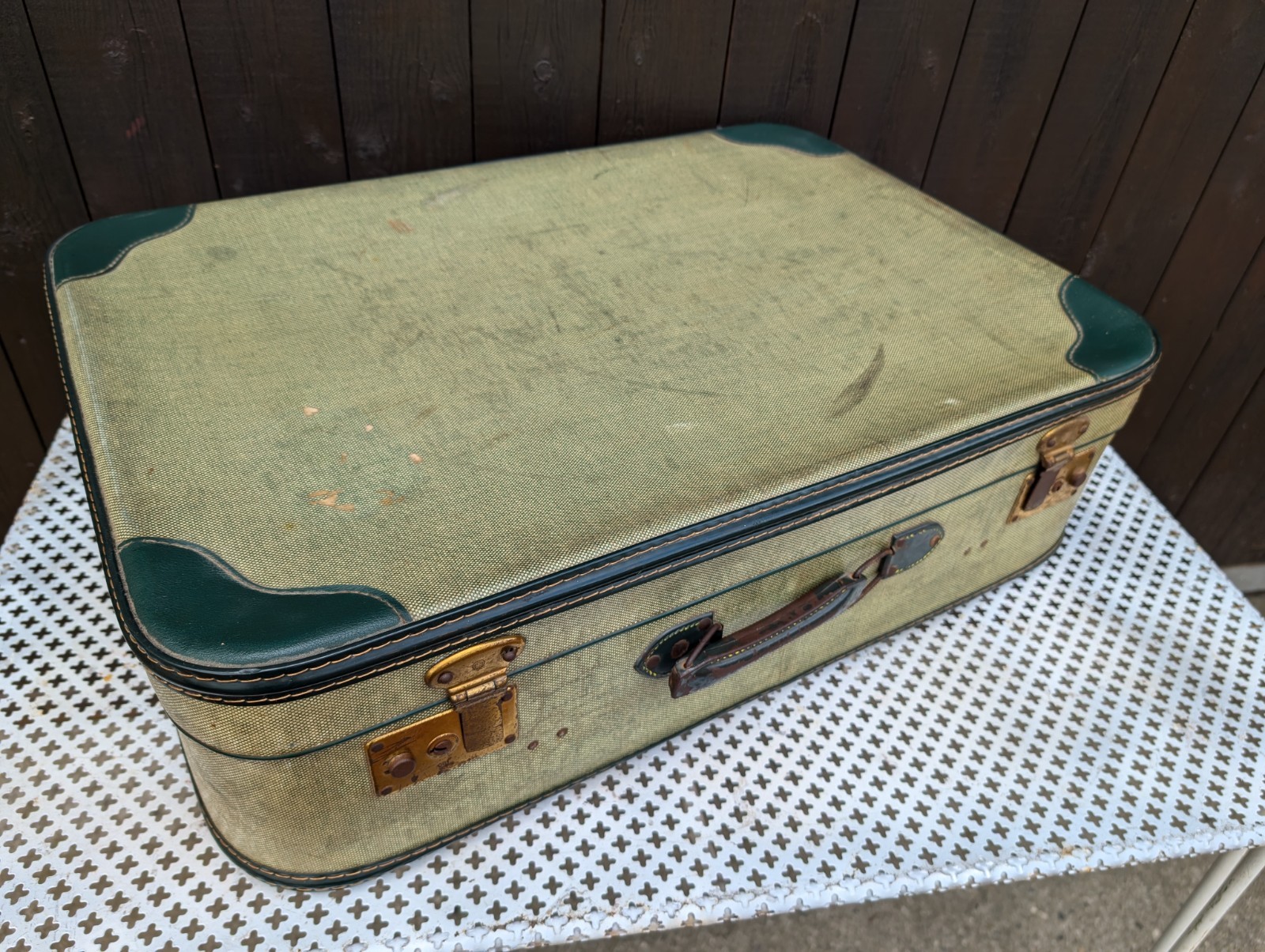 Vintage Suitcase Travel Case 50s Retro Weekender Mid Century 60s 6A