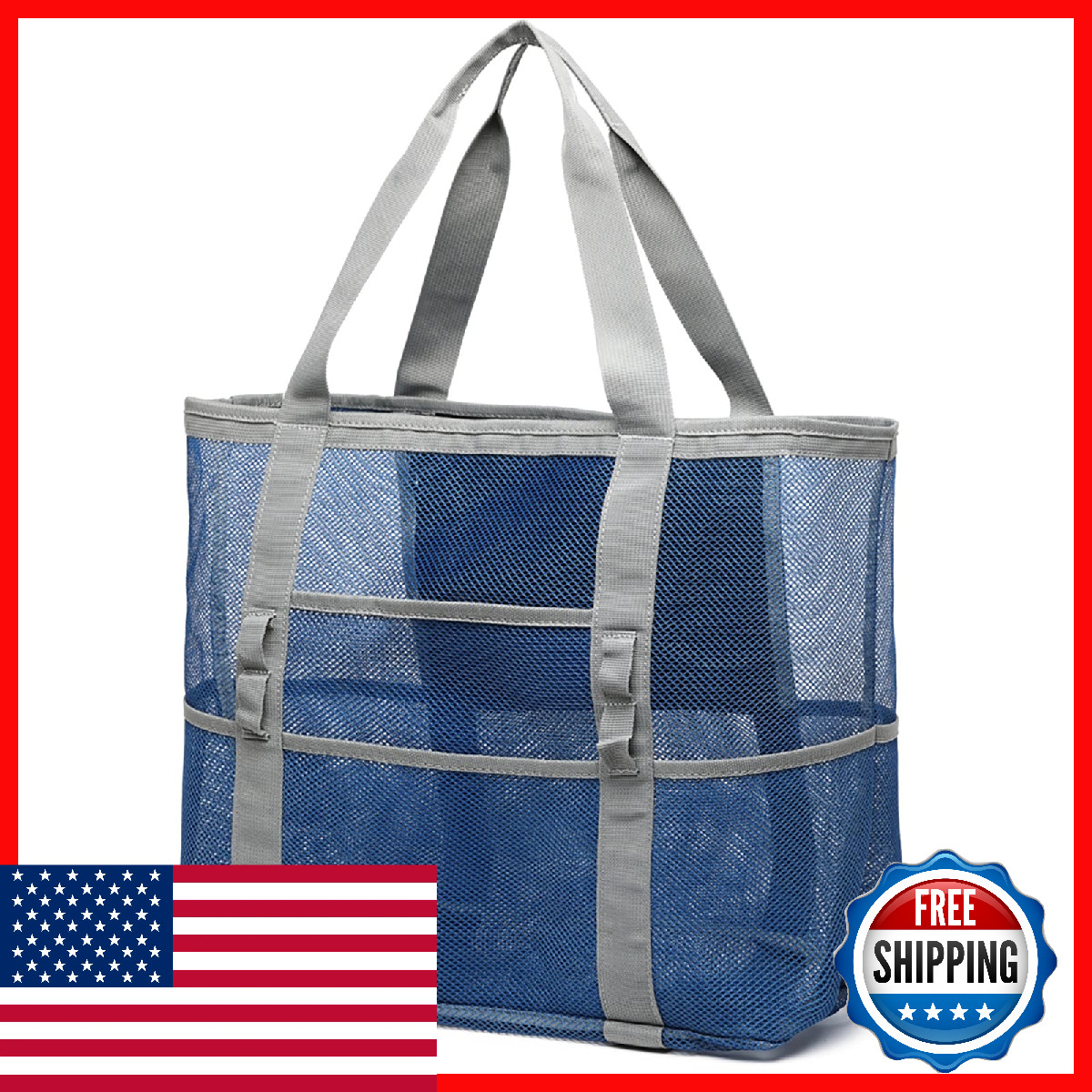 F-Color Mesh Bag – Toys Tote Bag 9 Pockets For Swim Pool Cruise