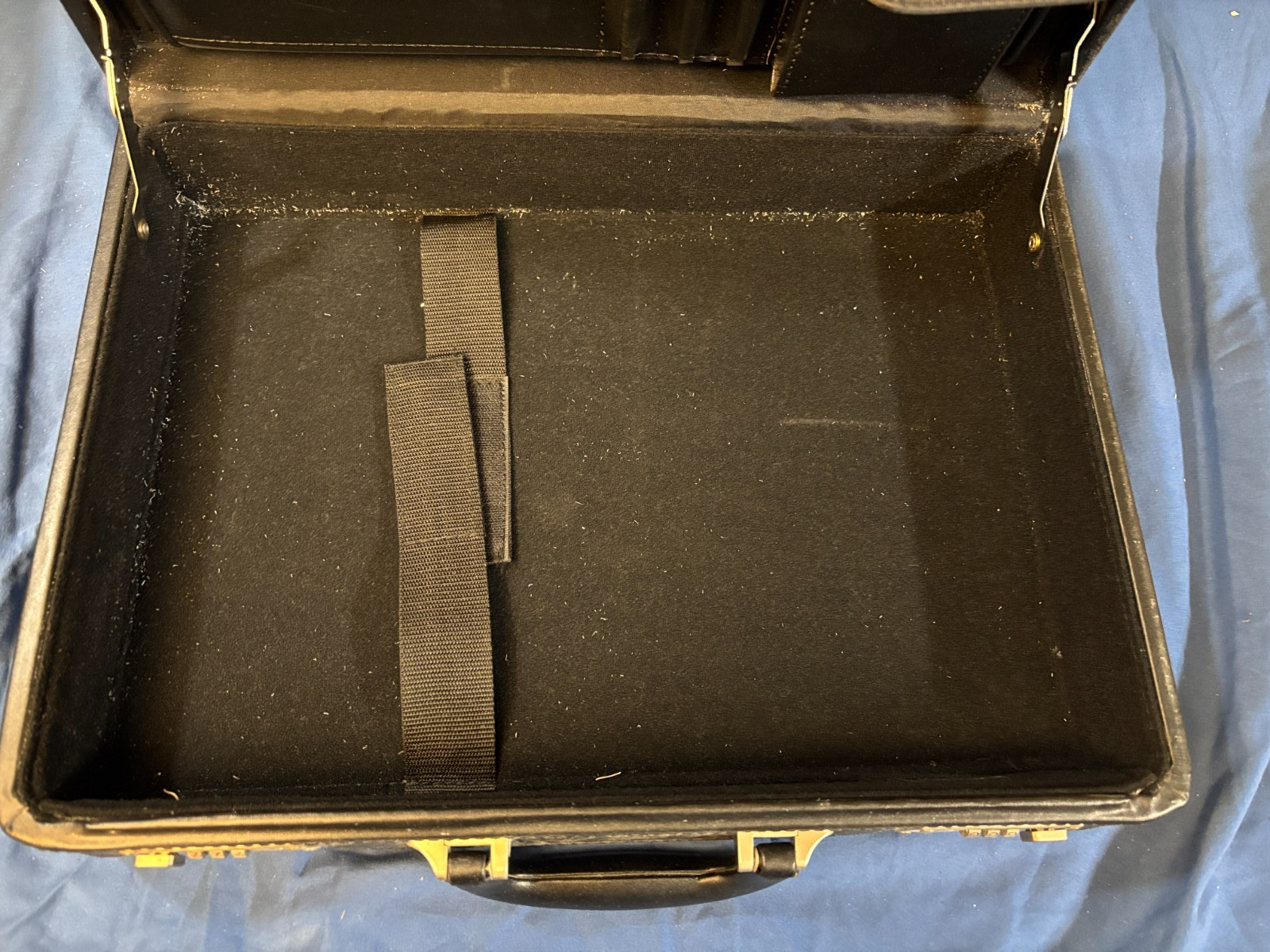 Vintage Briefcase Double Combo Locks Black Faux Leather Laptop Case 13x17x4″