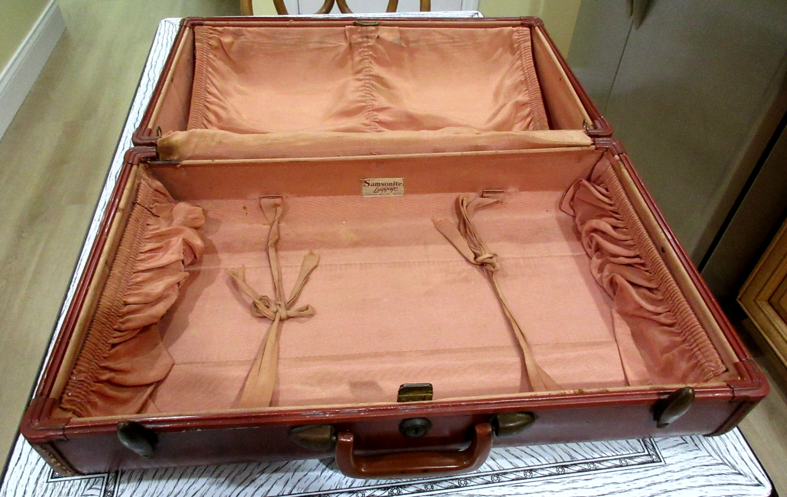 Vintage 40s/50s Samsonite WARDROBE Travel Train Suitcase 4921 Brown