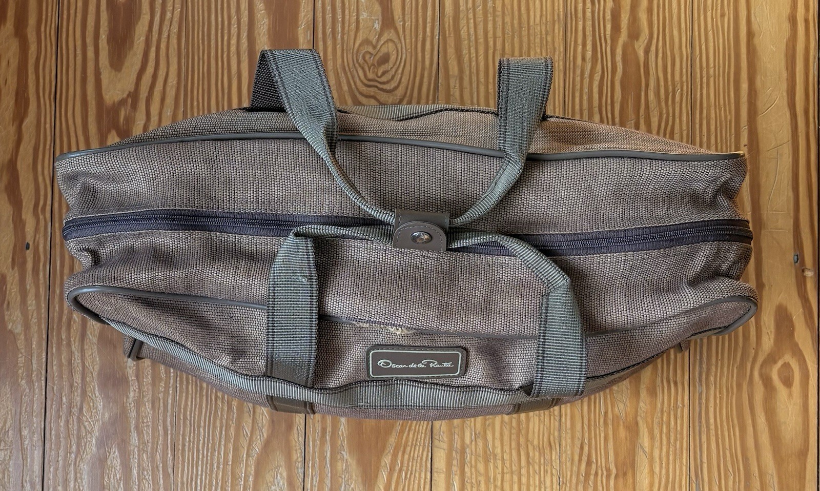 Vintage Oscar de la Renta Tweed Travel Bag Duffle Suitcase Carry-On Overnight