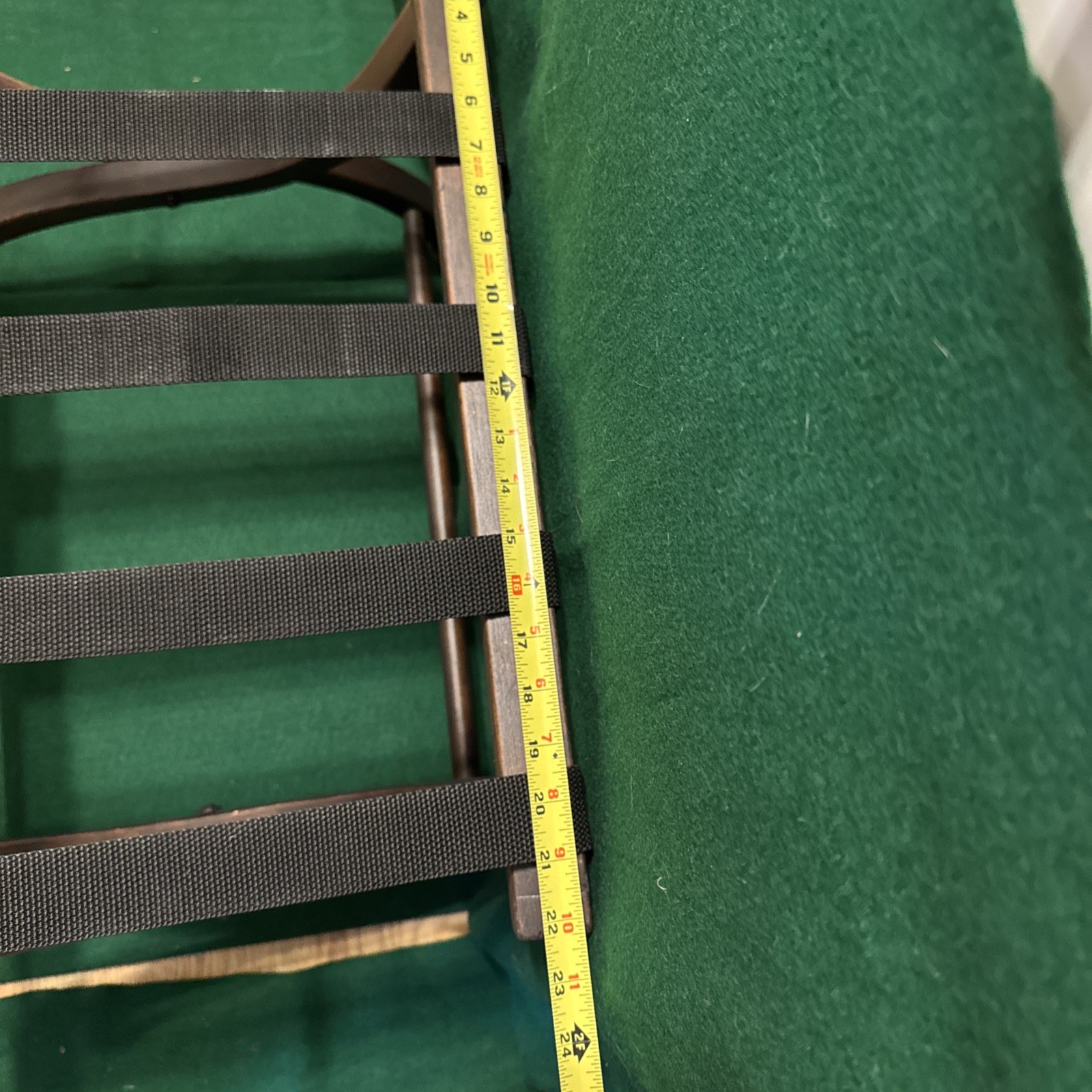 Vintage Wood Luggage Suitcase MCM Folding Rack Stand Canvas Strap Hotel Bed Room