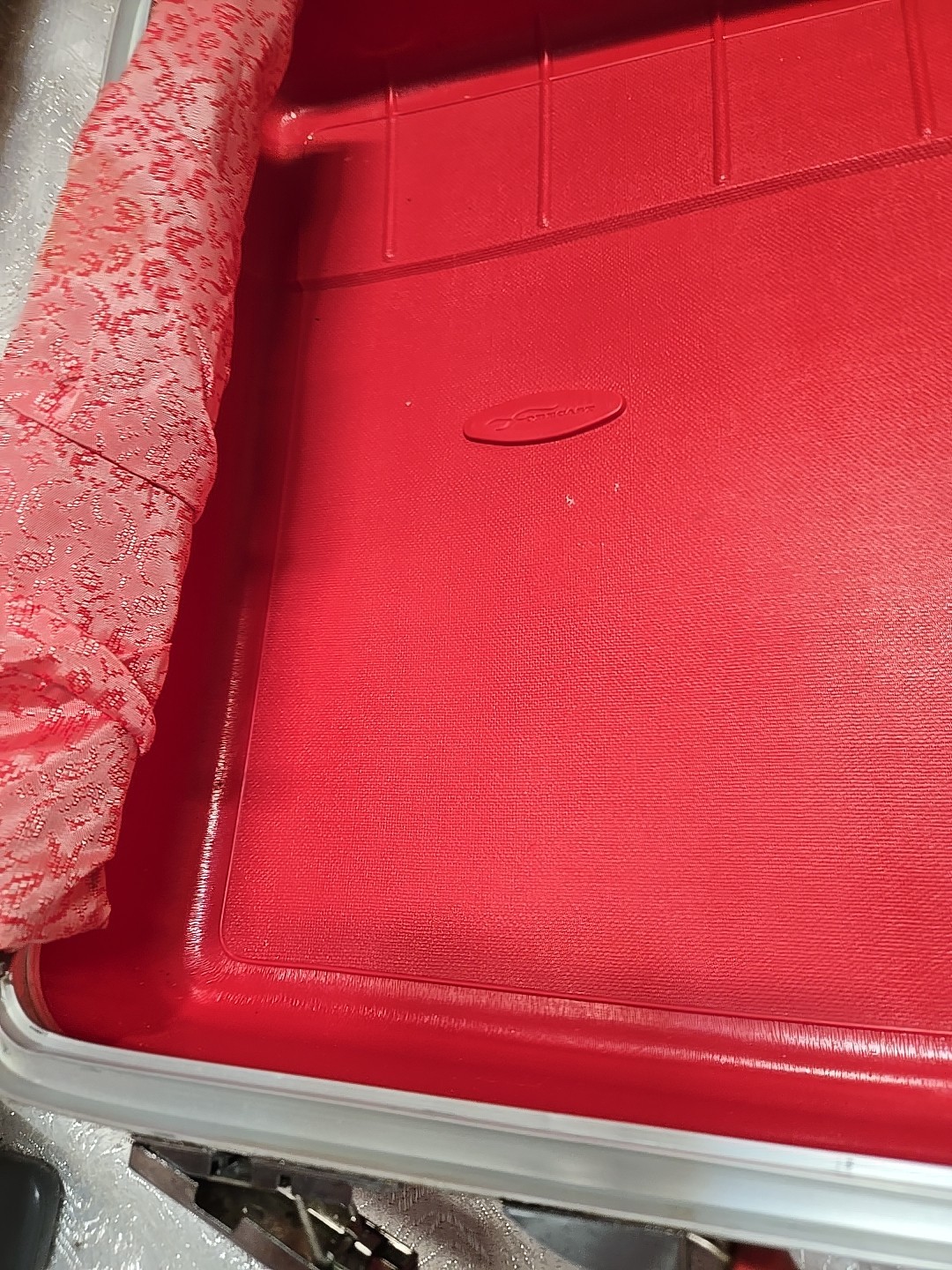 Vintage Sears Forecast Suitcase Red 21” Hard Case Luggage Mid Century No Key MCM