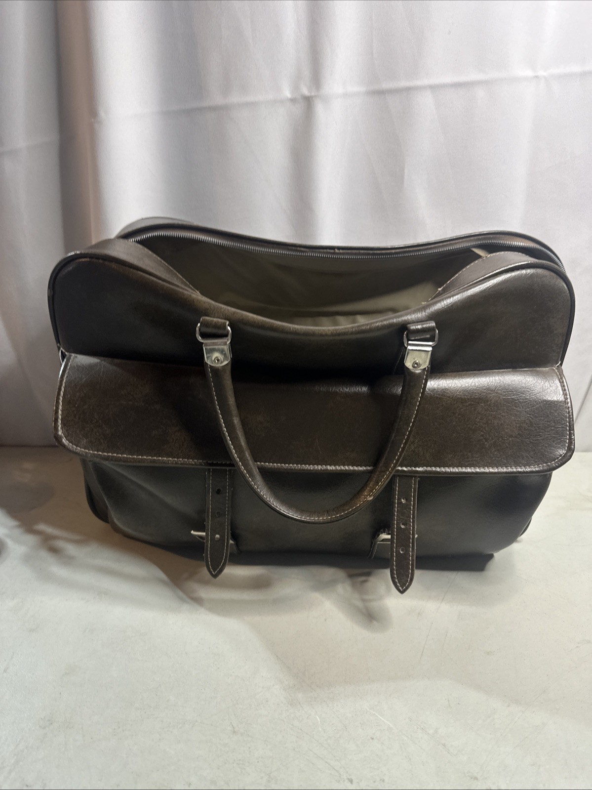 VTG 1960s Samsonite Silhouette Carry On All Leather Weekender Missing Zipper Tag