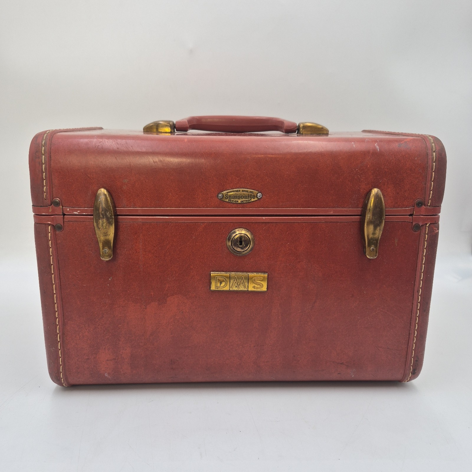 Vintage Samsonite Schwayder TRAIN CASE Streamlite 4612 Brown Luggage No Key