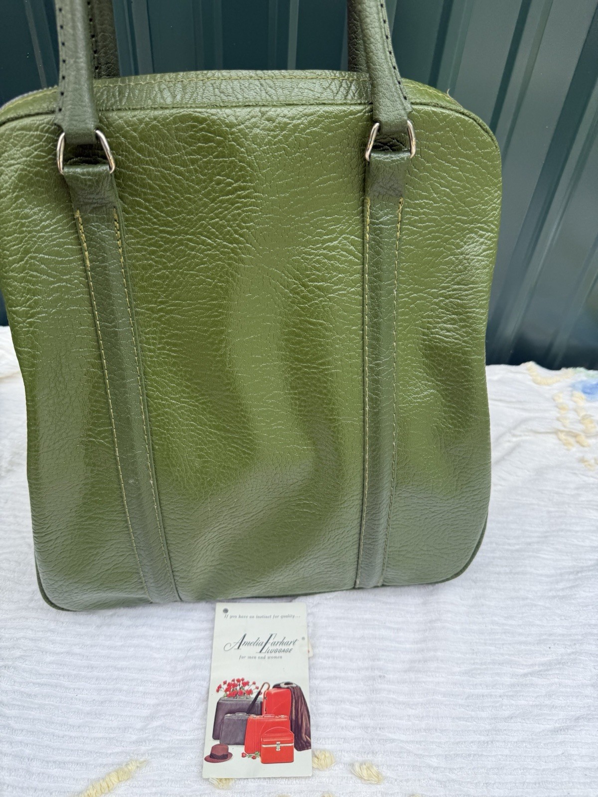 AMELIA EARHART Avocado Green Luggage Carry On Overnight Bag Travel Tote