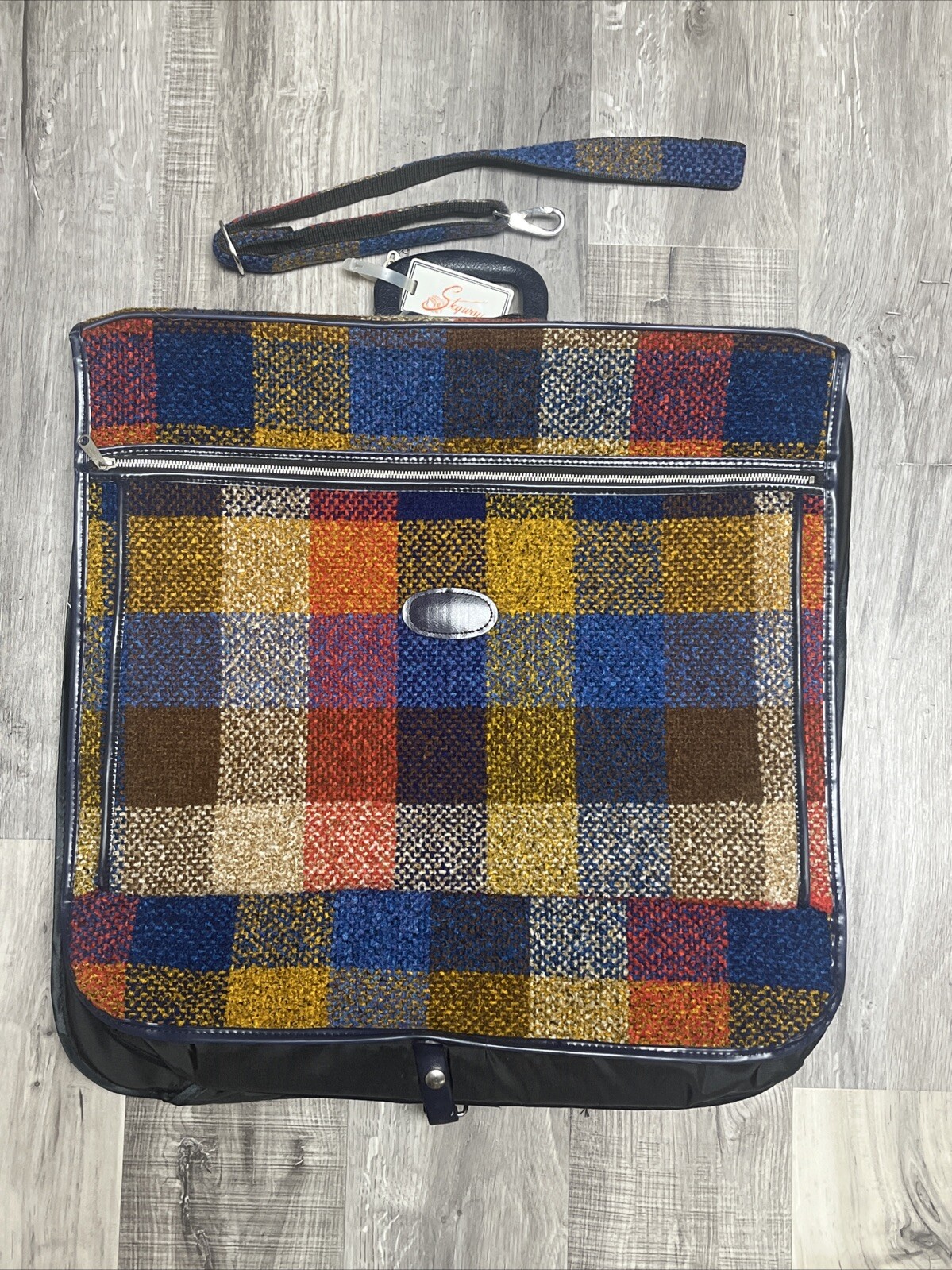 VINTAGE RARE* Skyway Luggage Plaid Rainbow Retro Tweed Garment Bag Original Tag