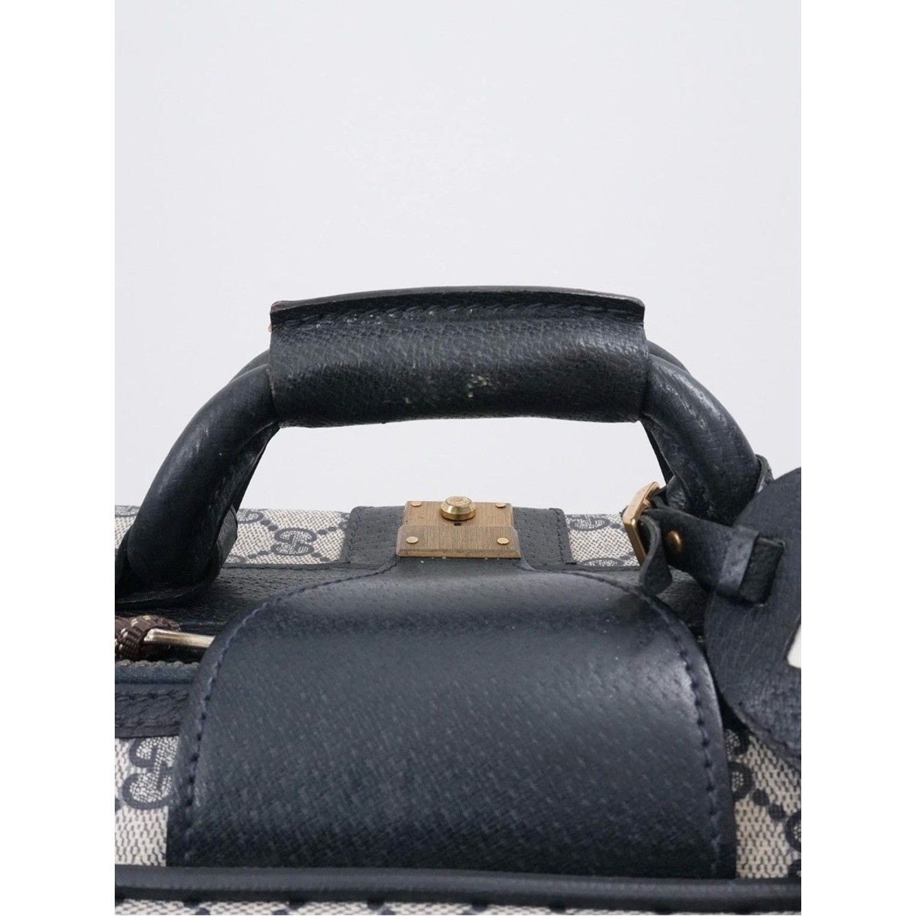 Gucci Vintage GG Supreme Monogram Suitcase Travel Bag Navy